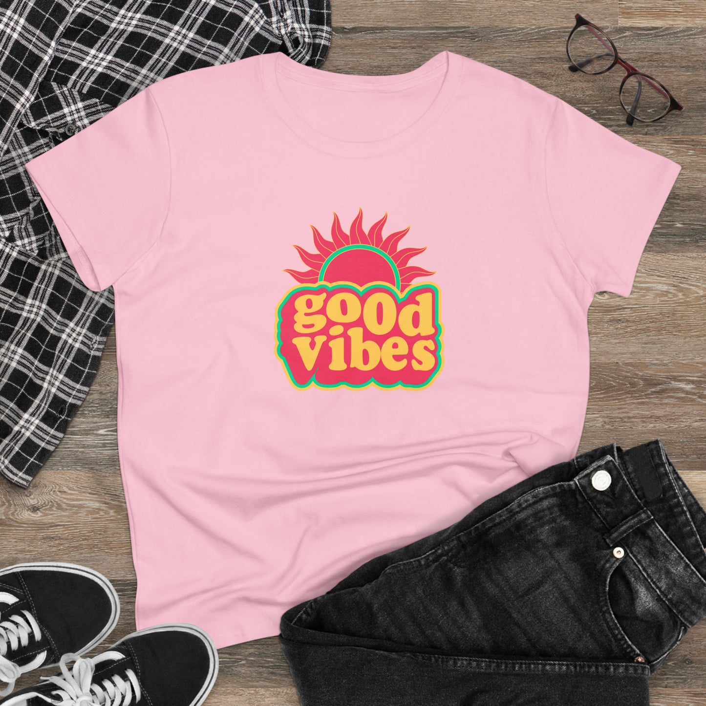 Good Vibes Women's Midweight Cotton Tee