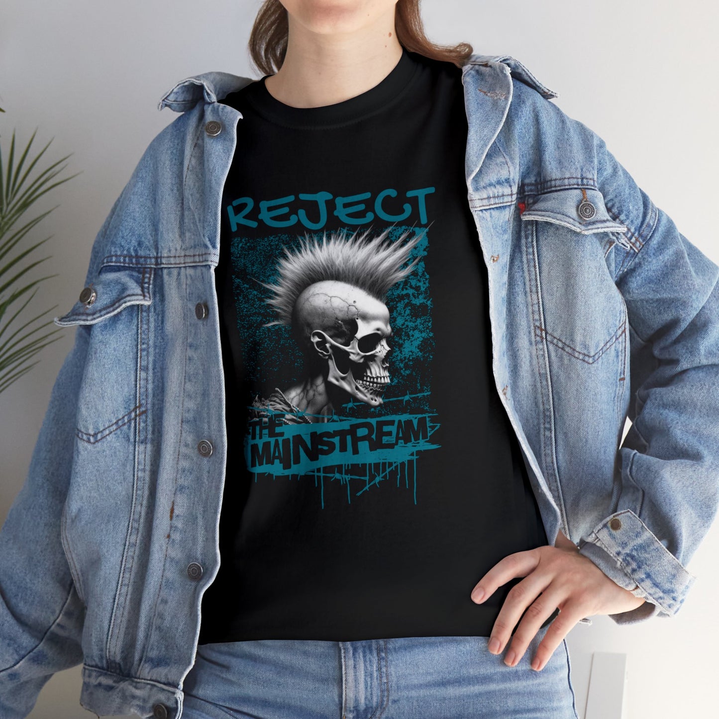 Reject the Mainstream, Punk Skull, Unisex Heavy Cotton Tee