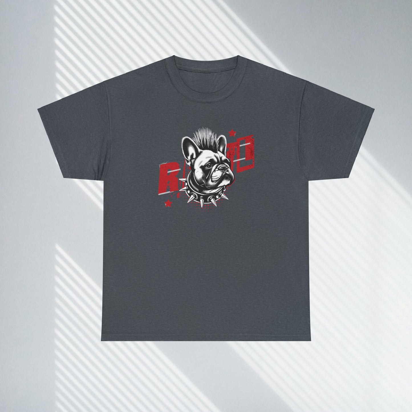 REBEL, Punk French Bulldog, Unisex Heavy Cotton Tee