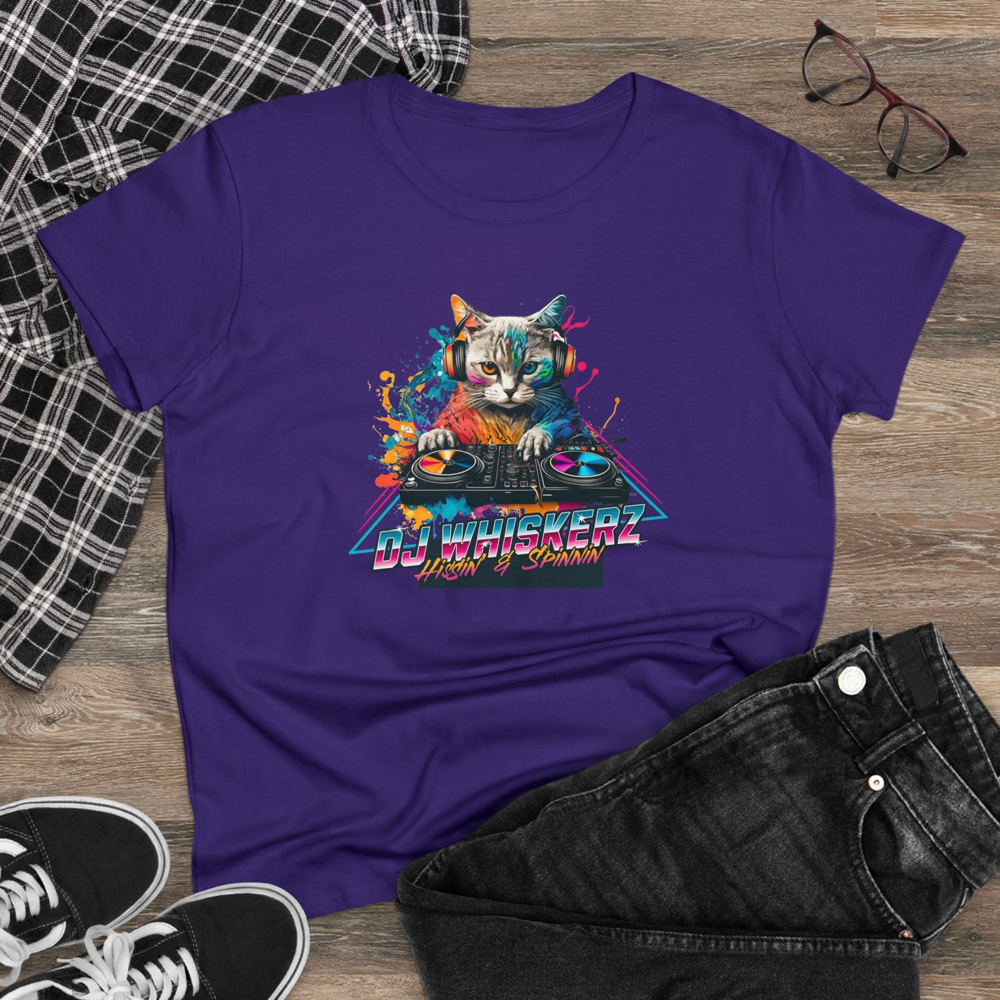 DJ WHISKERZ, Women's Midweight Cotton Graphic Tee