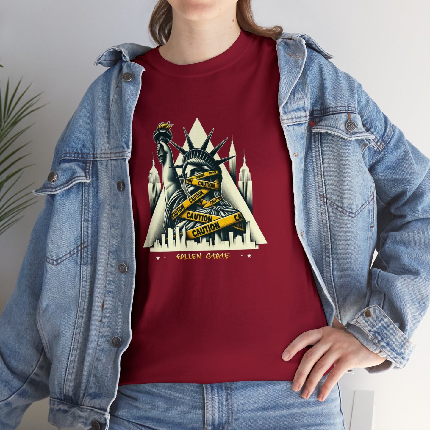 Fallen State, NYC, Statue of Liberty, Heavy Cotton Tee