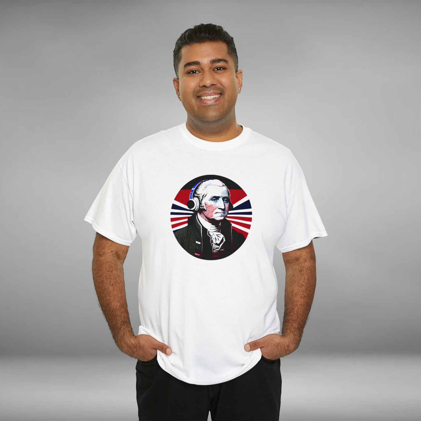George Washington, Custom Unisex Heavy Cotton Graphic Tee