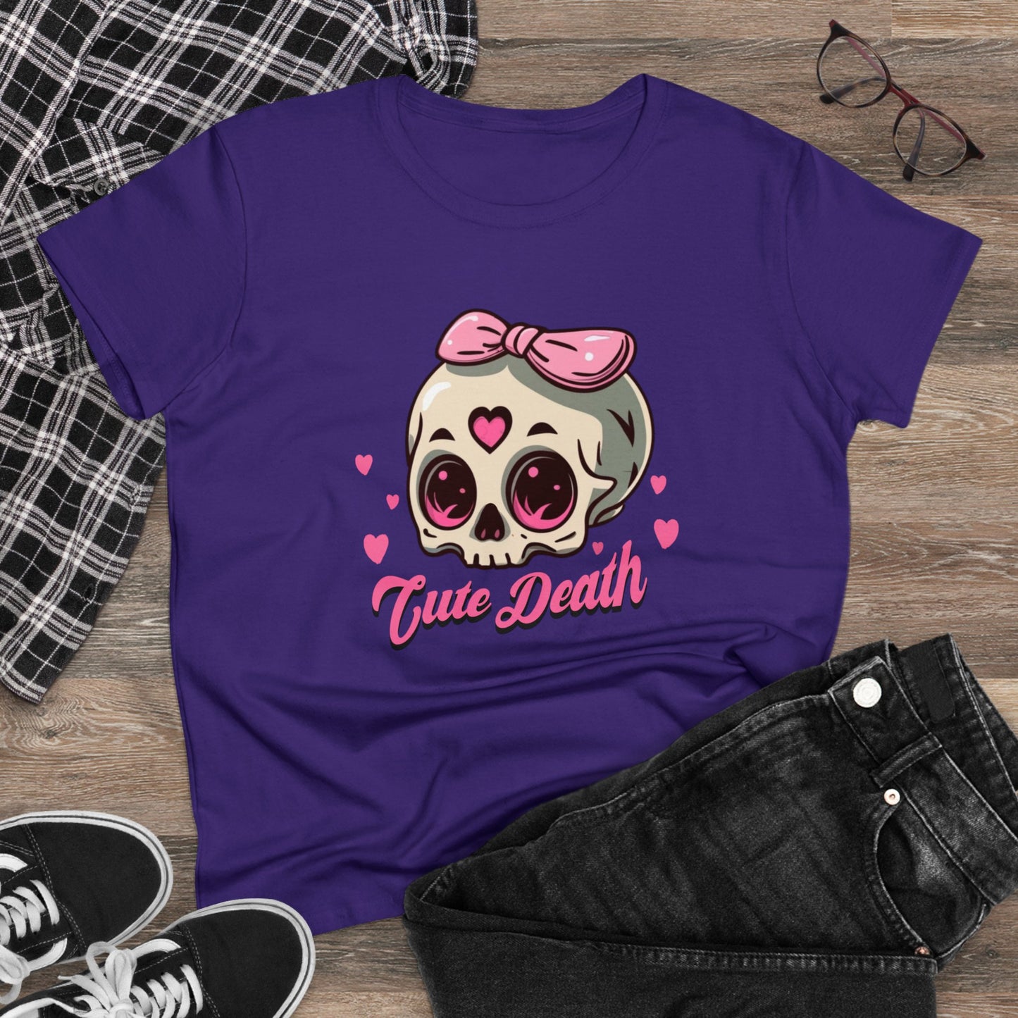 Cute Death, Skull Women's Midweight Cotton Tee