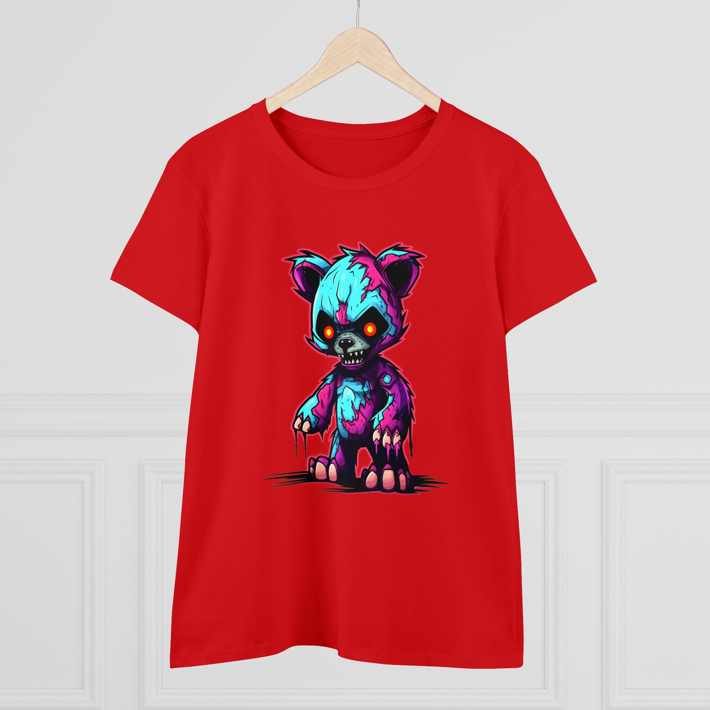 Zombie Teddy Bear, Custom Women's Midweight Cotton Tee