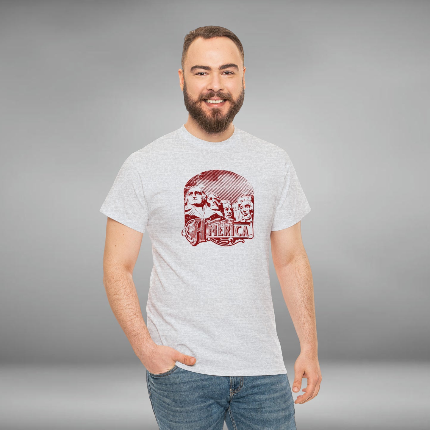 The United States of America, Mt. Rushmore Unisex Heavy Cotton Tee