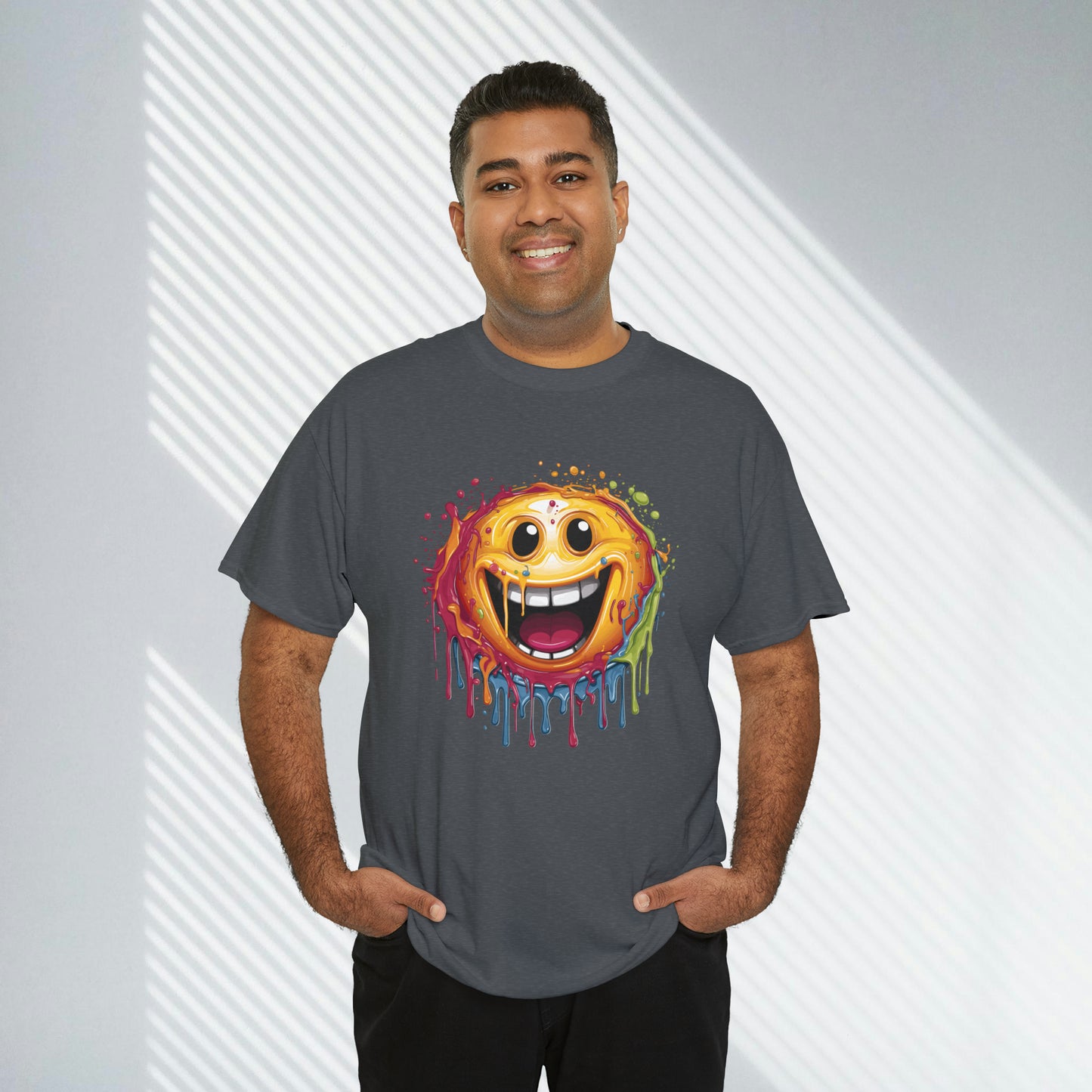Paint Splatter Smiley Face Heavy Cotton Tee