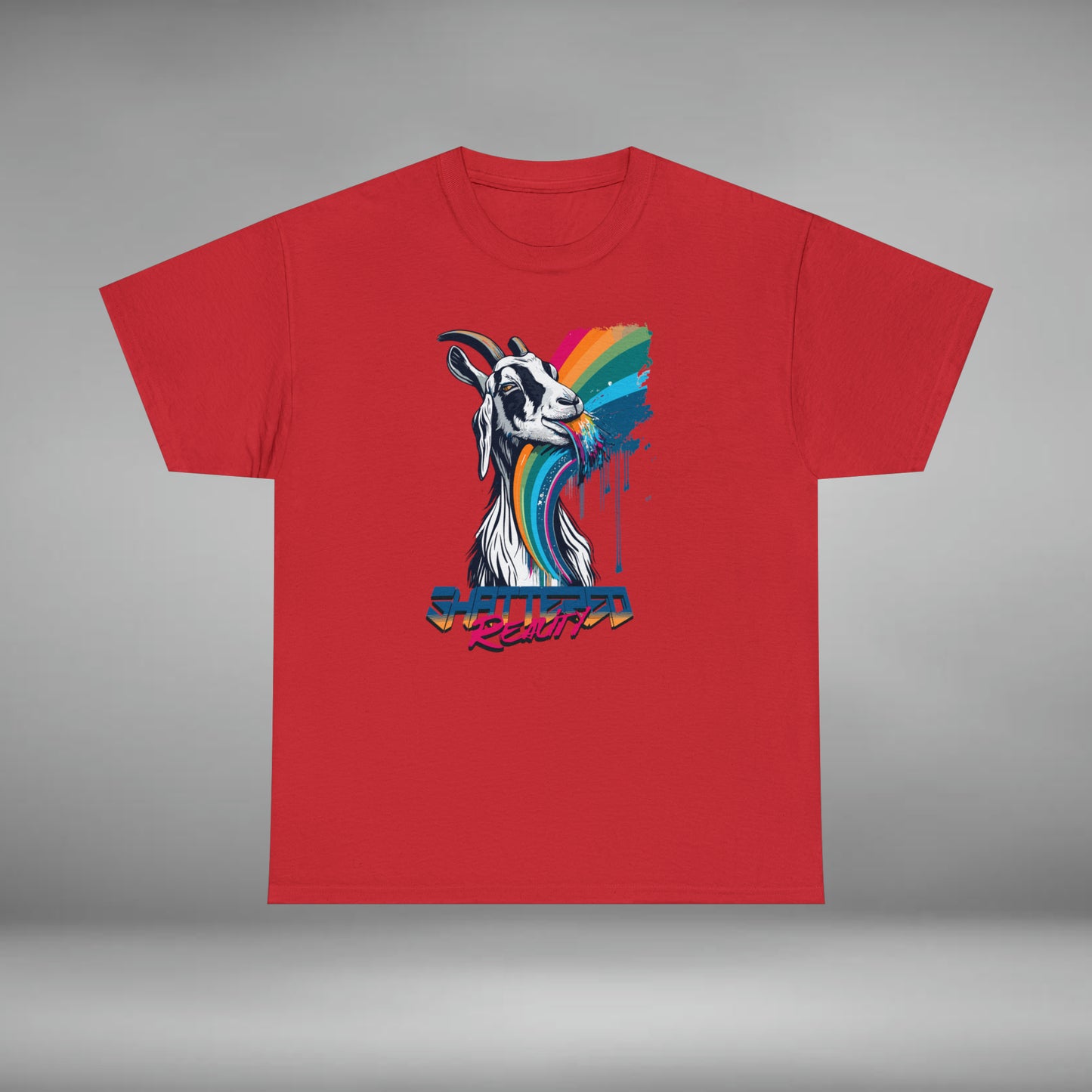 Shattered Reality, Rainbow Goat, Unisex Heavy Cotton Tee