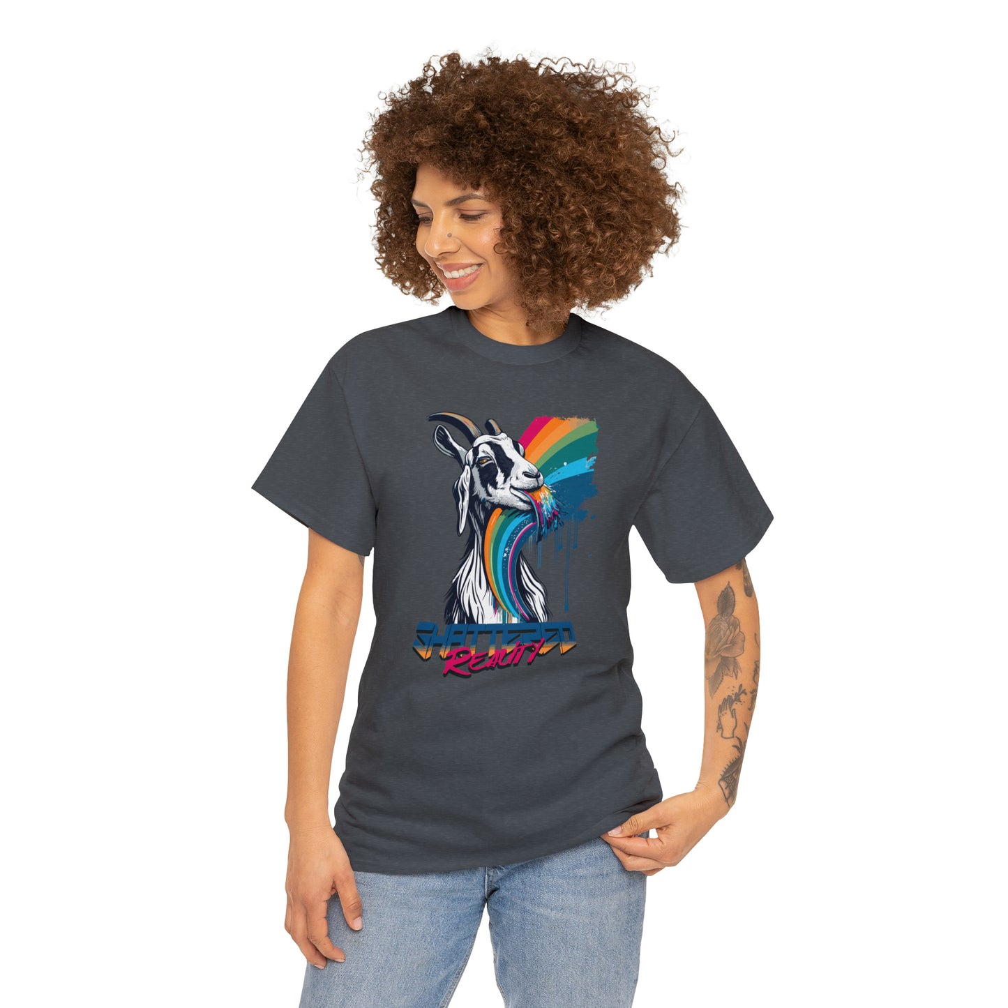 Shattered Reality, Rainbow Goat, Unisex Heavy Cotton Tee