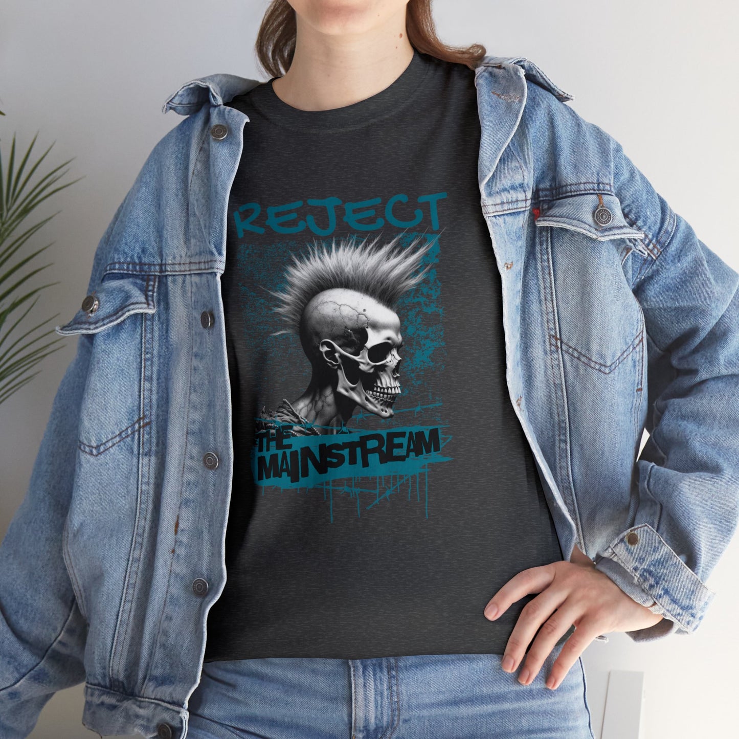 Reject the Mainstream, Punk Skull, Unisex Heavy Cotton Tee
