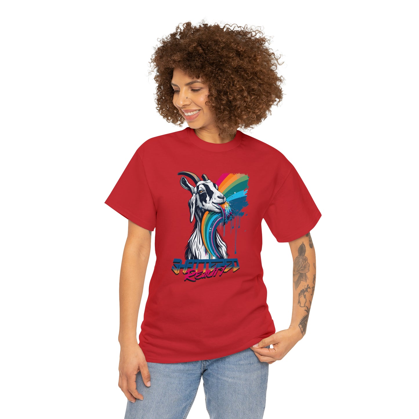Shattered Reality, Rainbow Goat, Unisex Heavy Cotton Tee