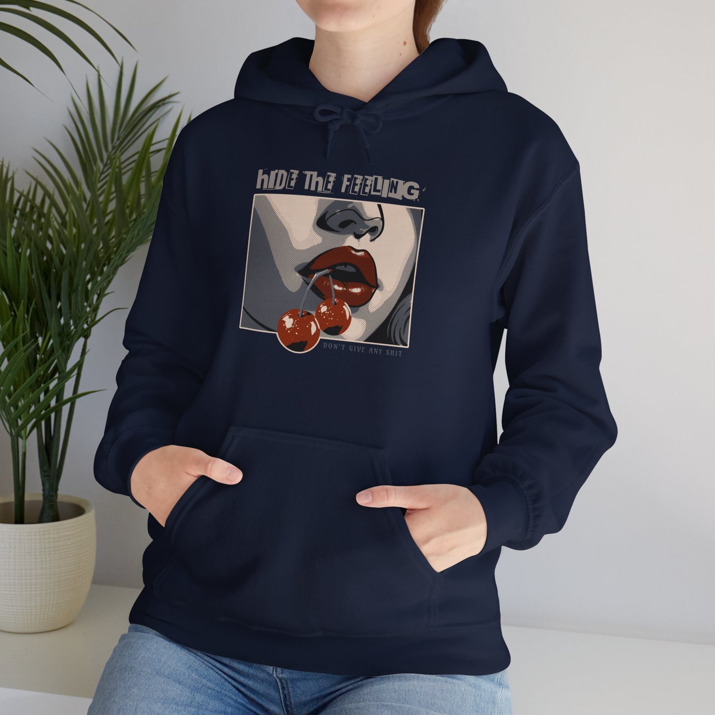 Hide The Feeling, Comic Girl Unisex Heavy Blend™ Hooded Sweatshirt