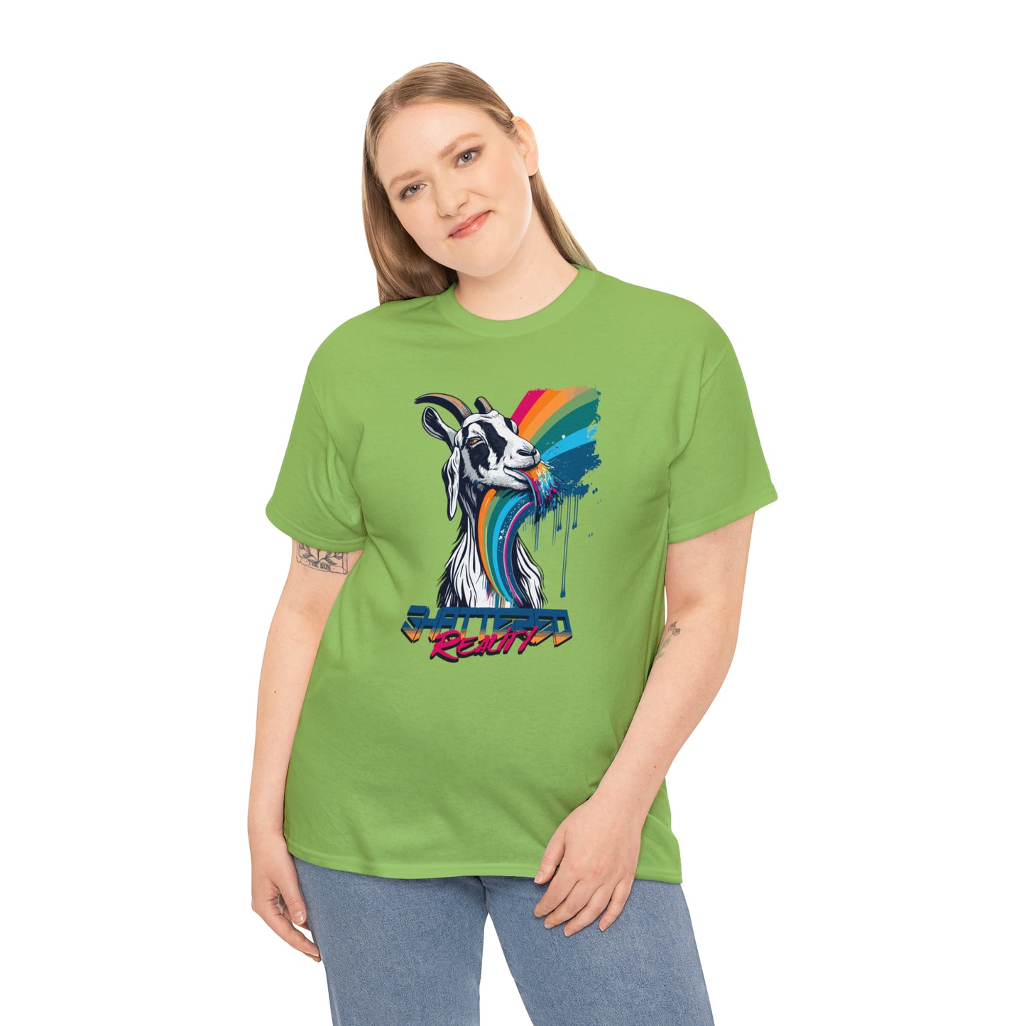 Shattered Reality, Rainbow Goat, Unisex Heavy Cotton Tee