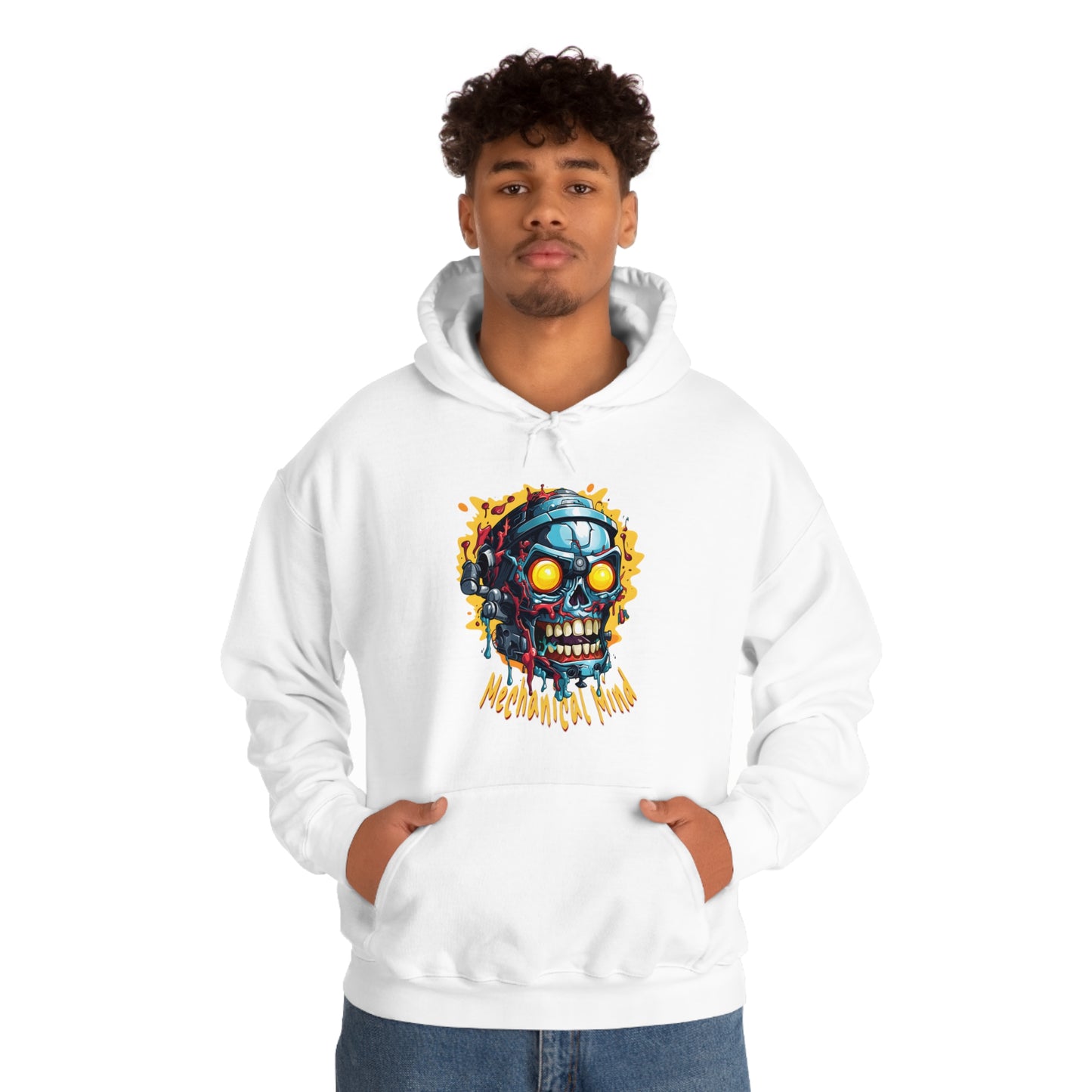 Mechanical Mind, Robotic Skull Unisex Heavy Blend™ Hooded Sweatshirt