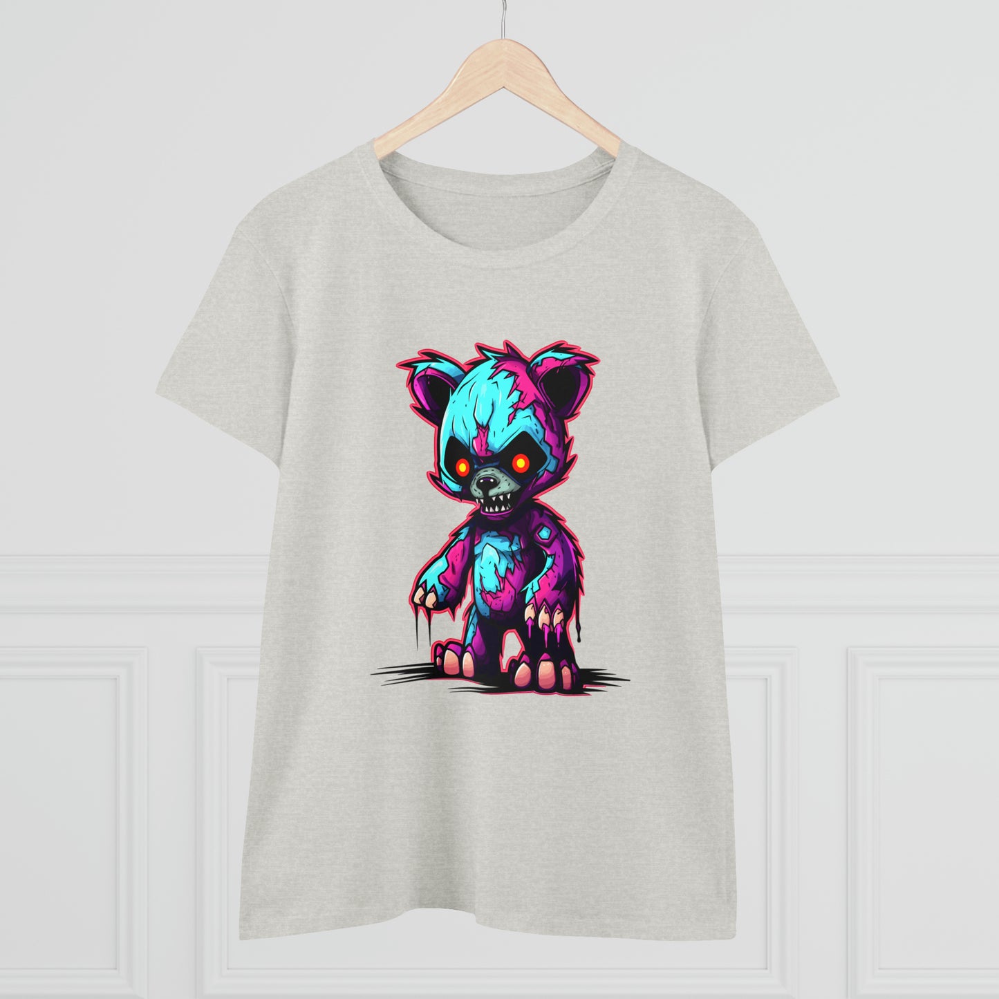 Zombie Teddy Bear, Custom Women's Midweight Cotton Tee