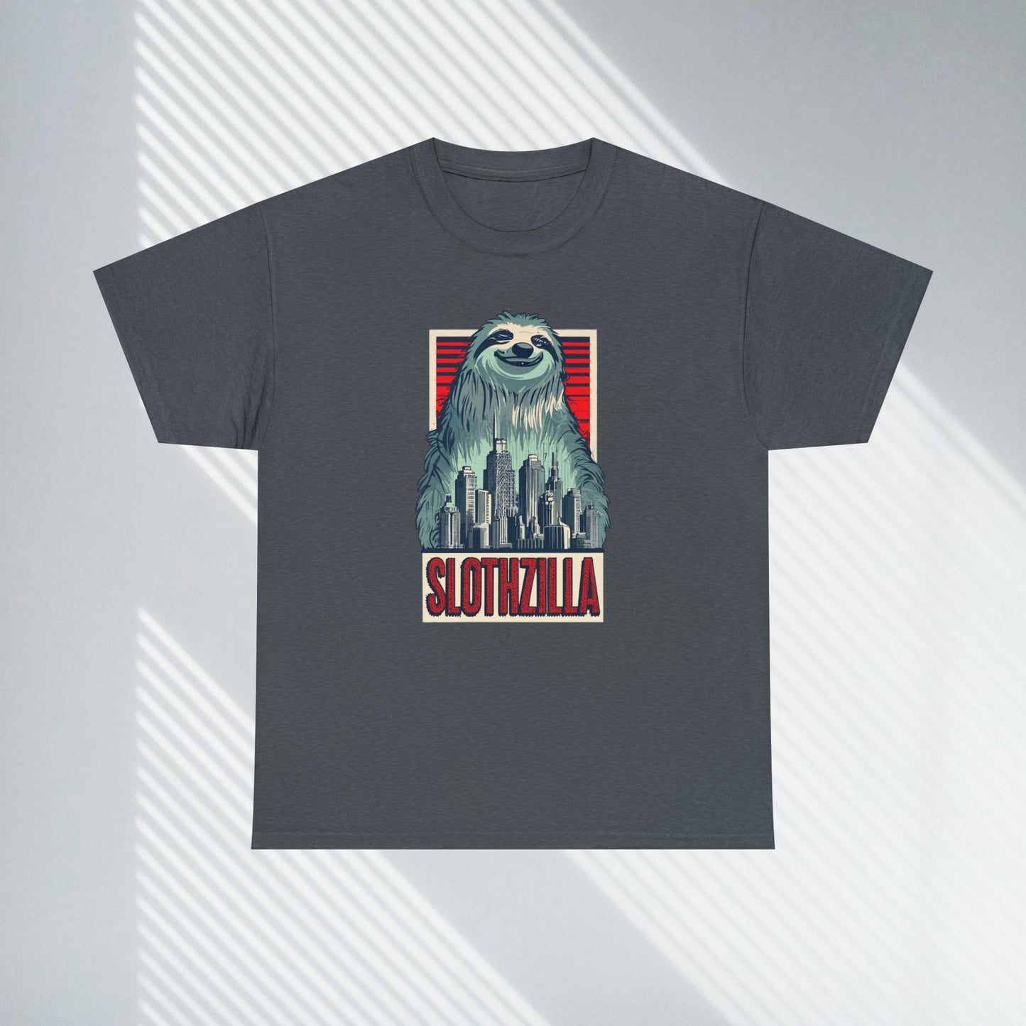 Slothzilla, city destroying sloth, Unisex Heavy Cotton Tee