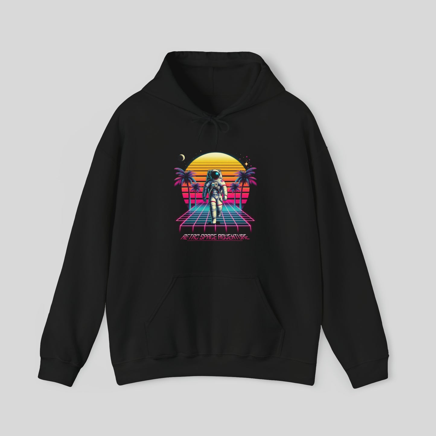 Retro Space Adventure, 80s Astronaut, Unisex Heavy Blend™ Hooded Sweatshirt