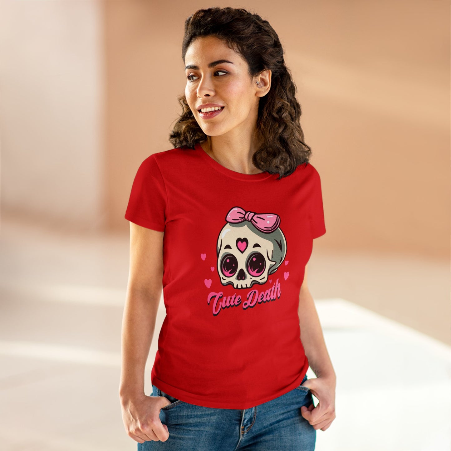 Cute Death, Skull Women's Midweight Cotton Tee