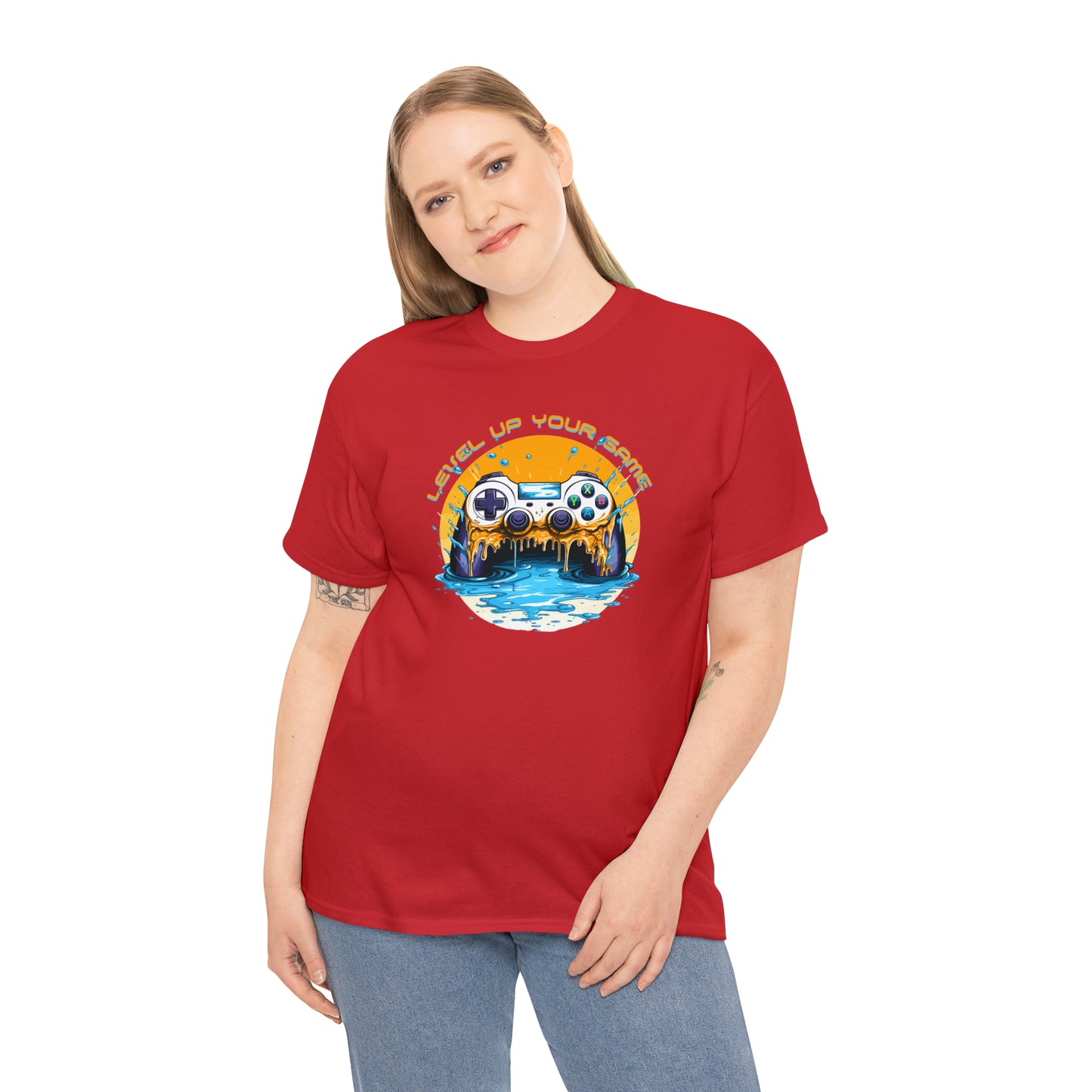 Level Up Your Game, Game Controller Unisex Heavy Cotton Tee