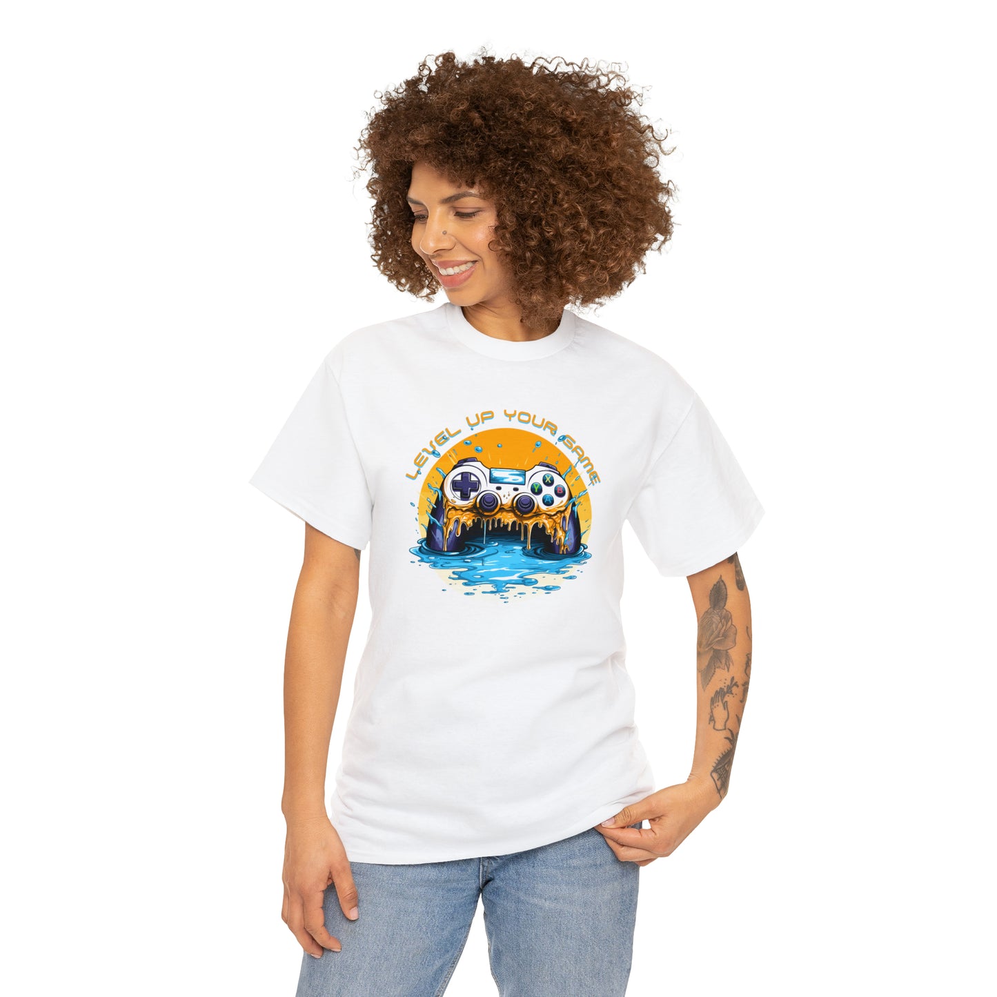 Level Up Your Game, Game Controller Unisex Heavy Cotton Tee