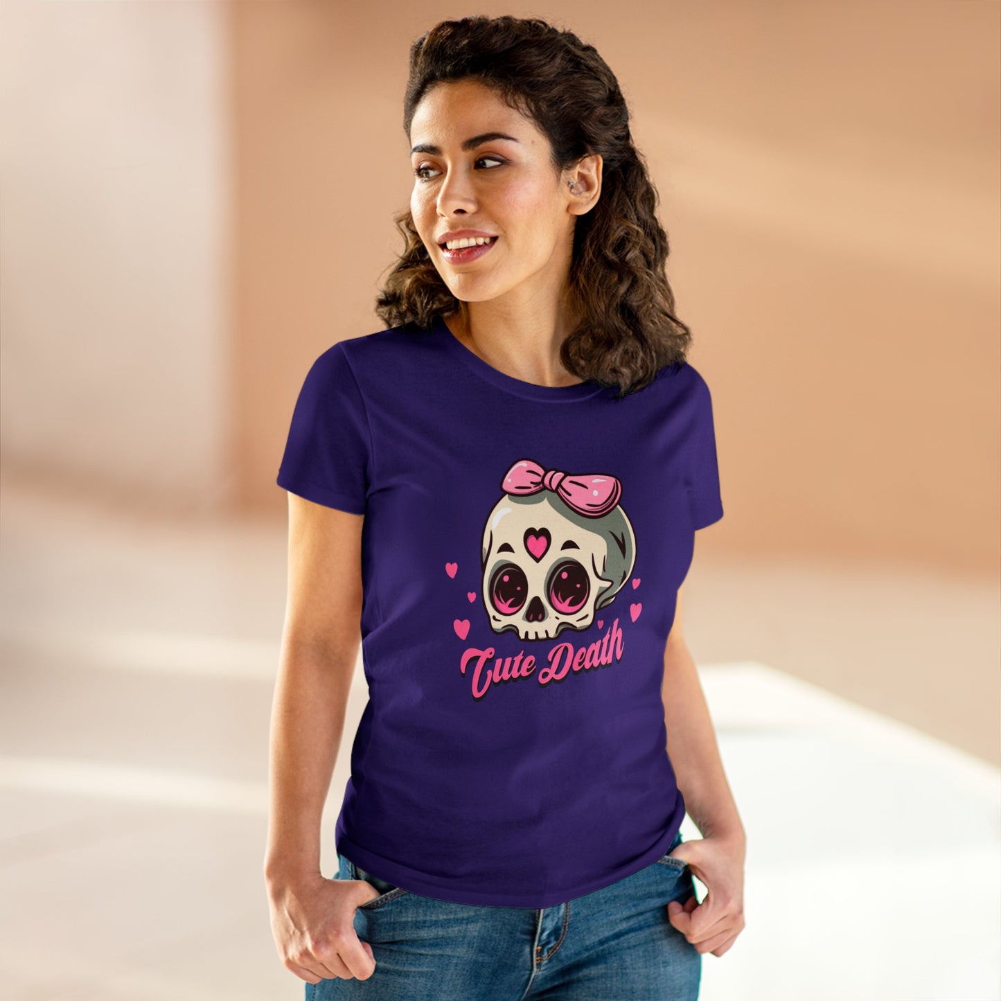 Cute Death, Skull Women's Midweight Cotton Tee