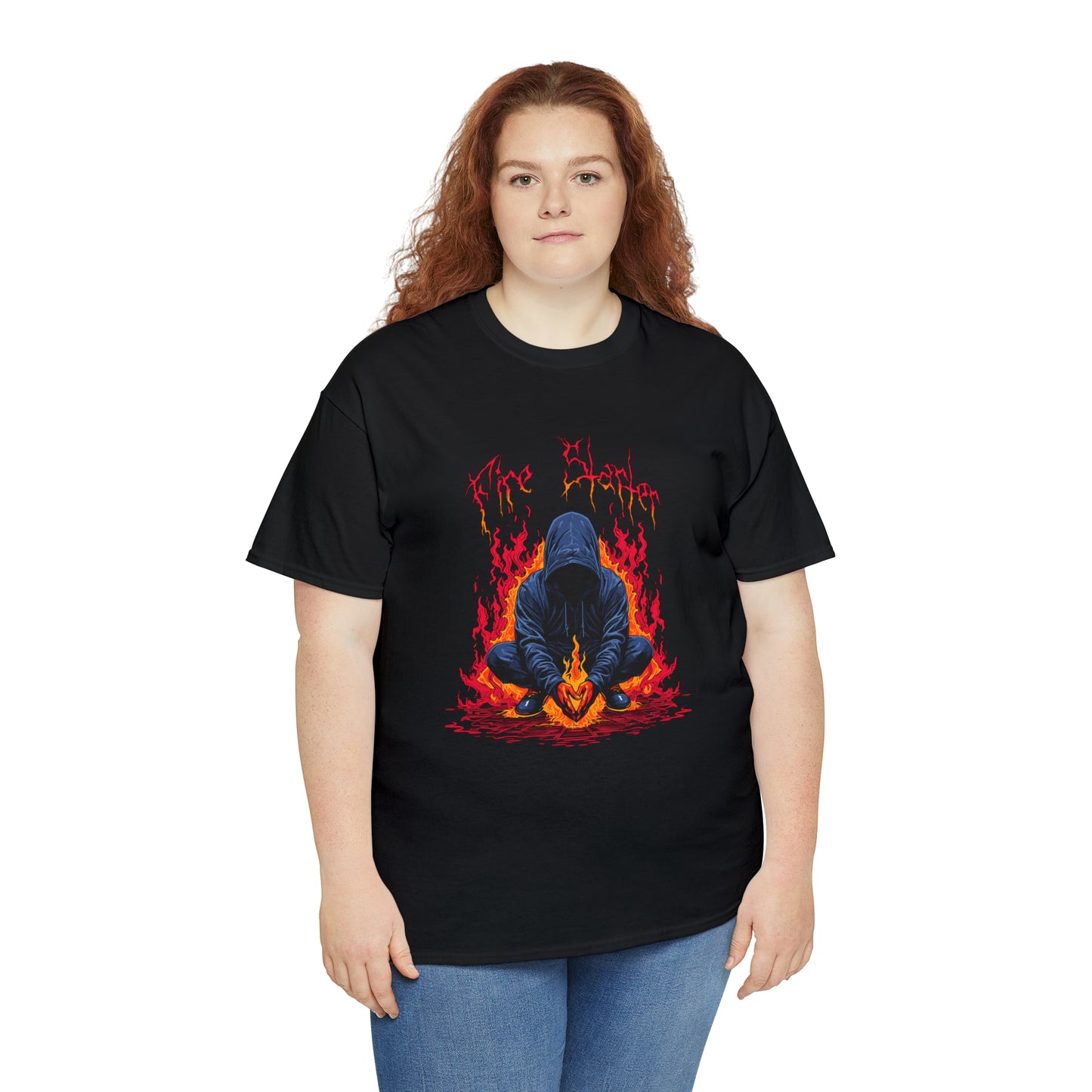 Fire Starter, Hooded man with superpowers, Unisex Heavy Cotton Tee