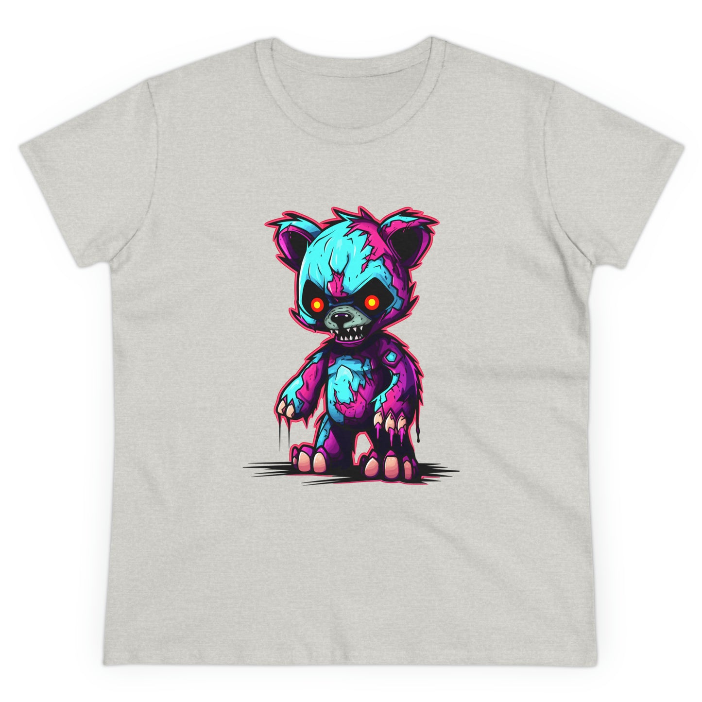Zombie Teddy Bear, Custom Women's Midweight Cotton Tee
