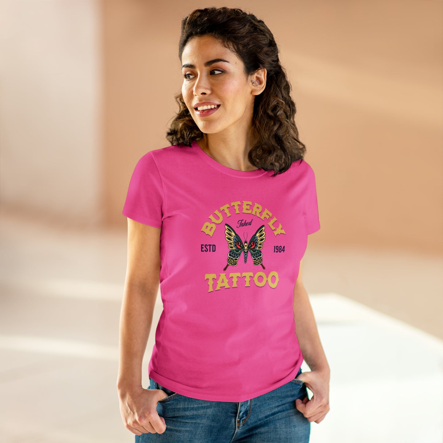 BUTTERFLY TATTOO, Women's Midweight Cotton Tee