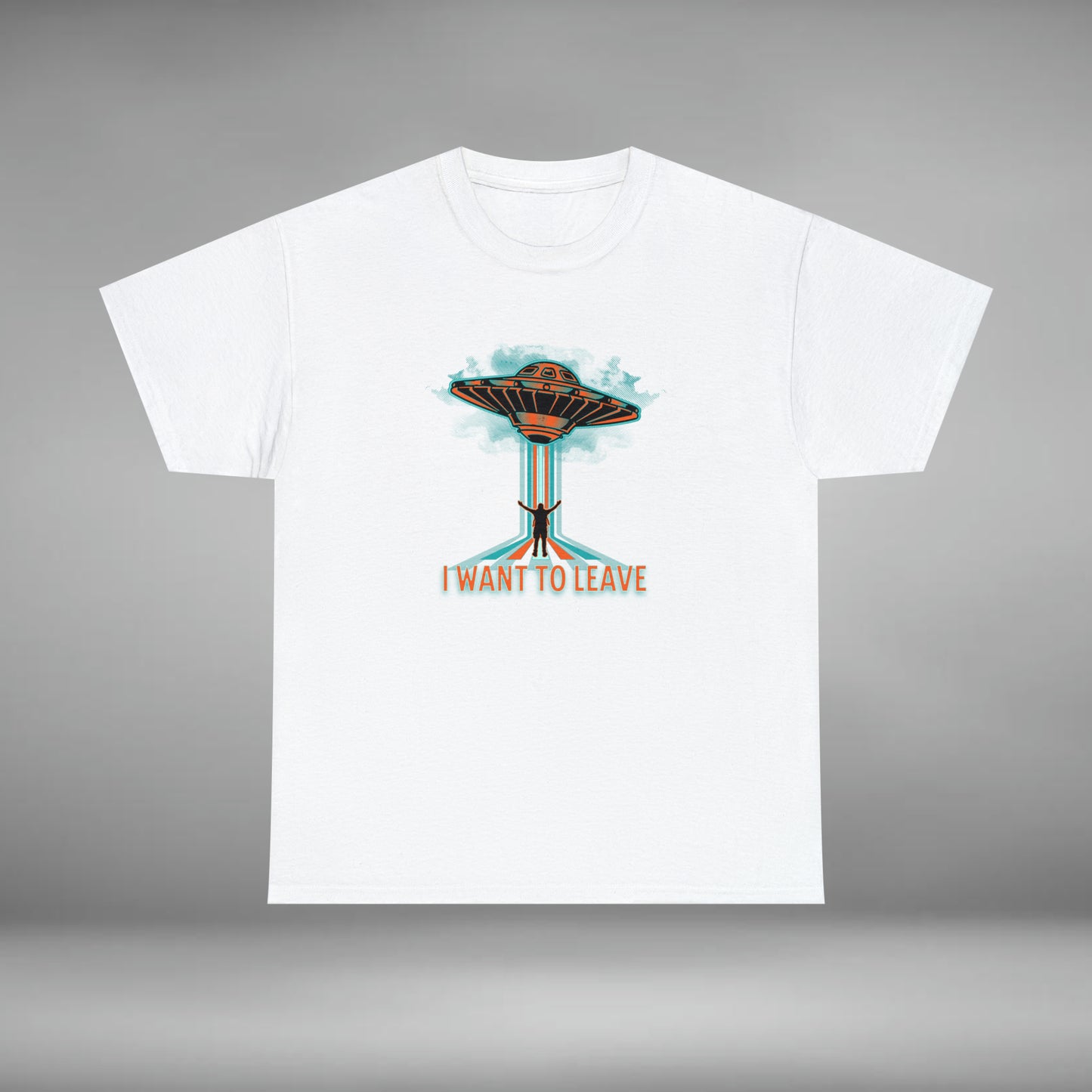 I WANT TO LEAVE, UFO Unisex Heavy Cotton Tee