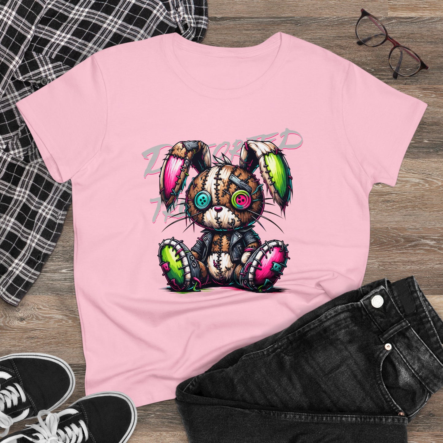 Distorted Truth, Ragdoll Bunny, Women's Midweight Cotton Tee