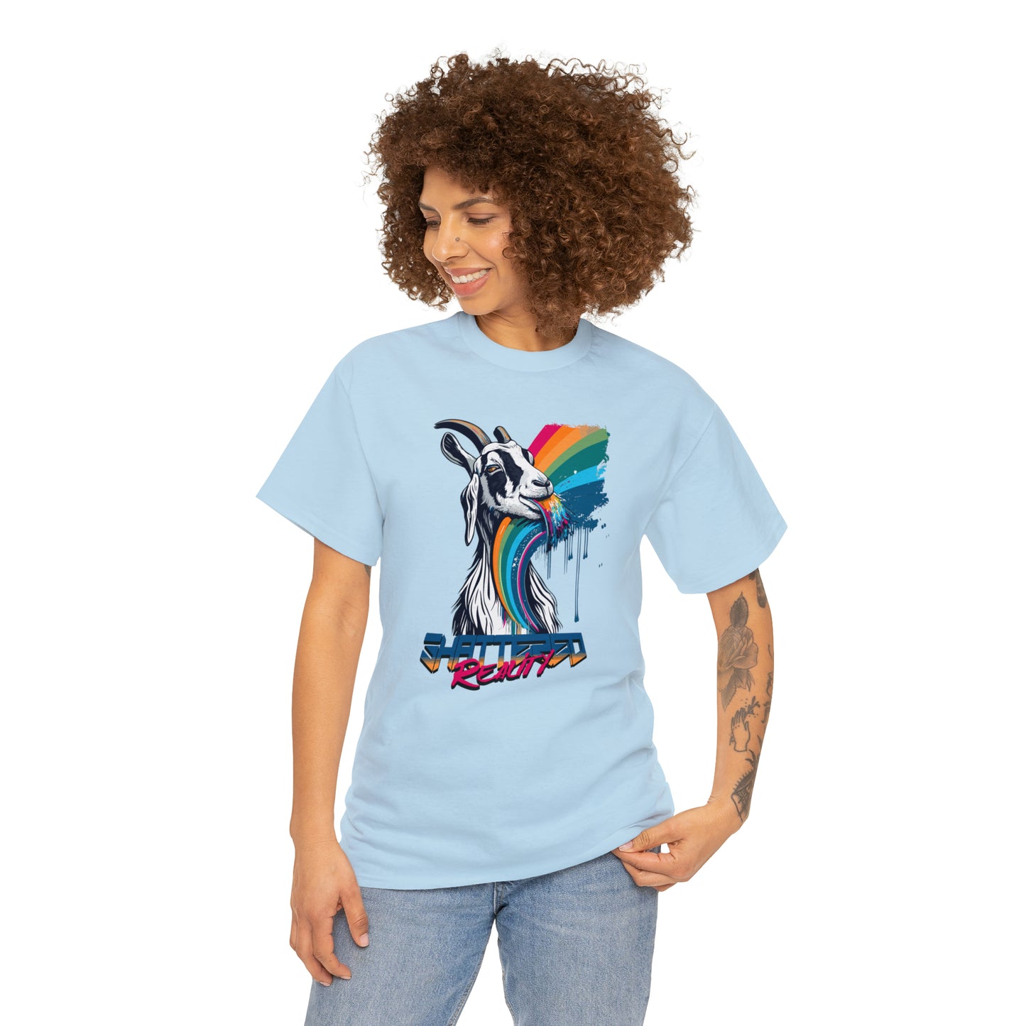 Shattered Reality, Rainbow Goat, Unisex Heavy Cotton Tee