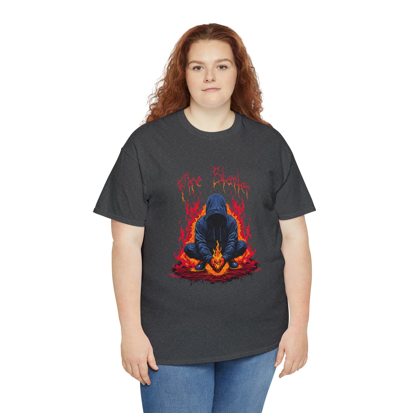 Fire Starter, Hooded man with superpowers, Unisex Heavy Cotton Tee