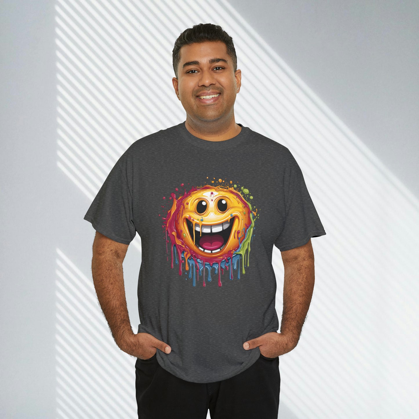 Paint Splatter Smiley Face Heavy Cotton Tee
