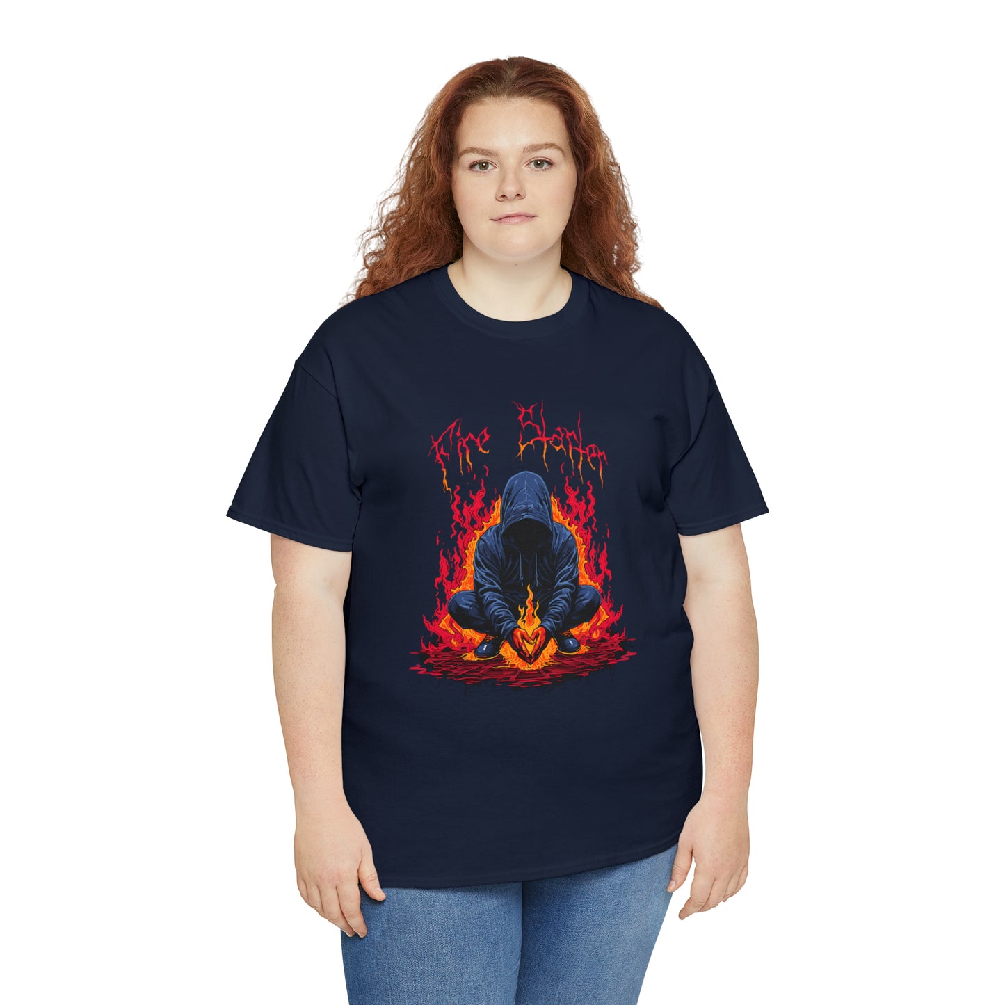 Fire Starter, Hooded man with superpowers, Unisex Heavy Cotton Tee