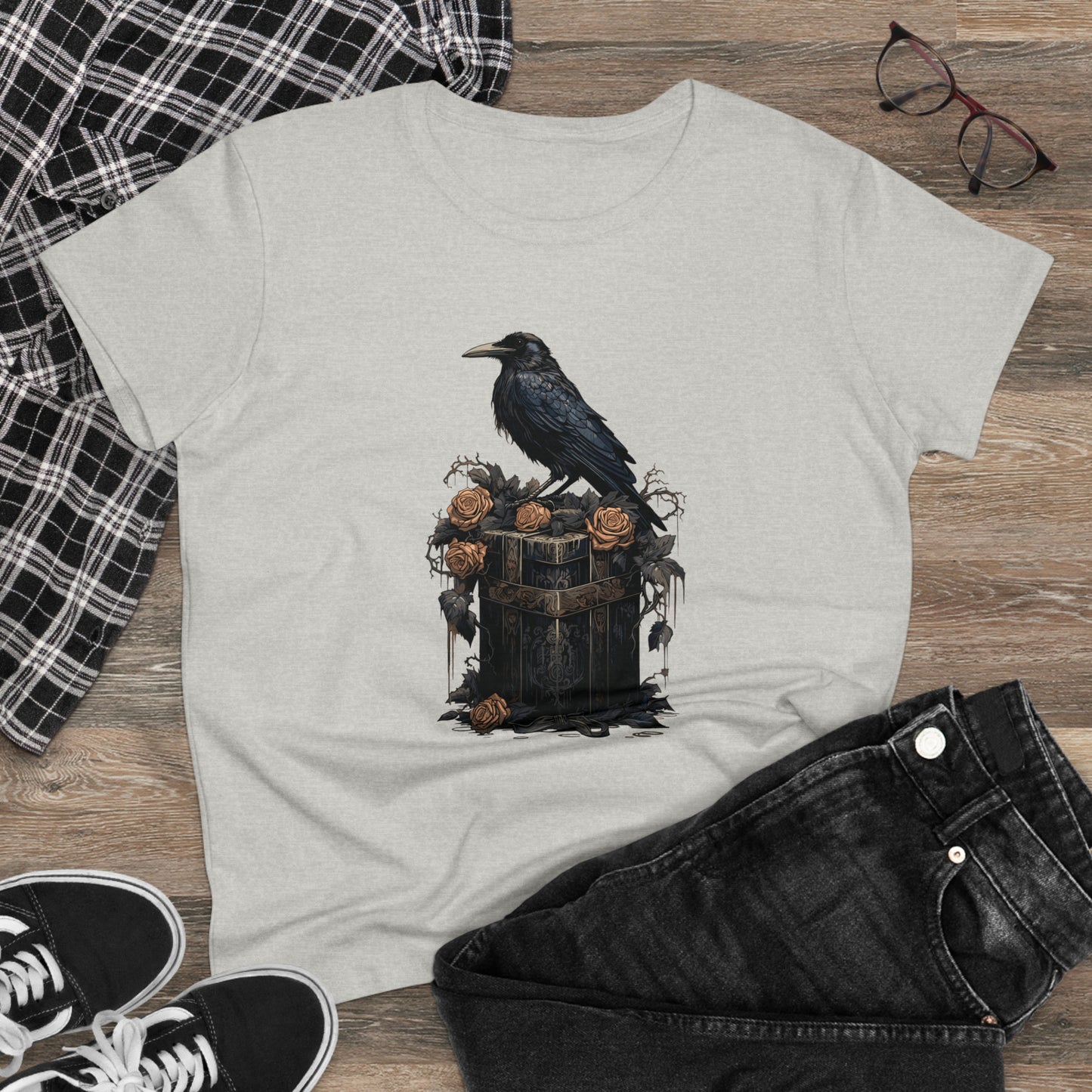 Victorian Bandbox Crow, Women's Midweight Cotton Tee