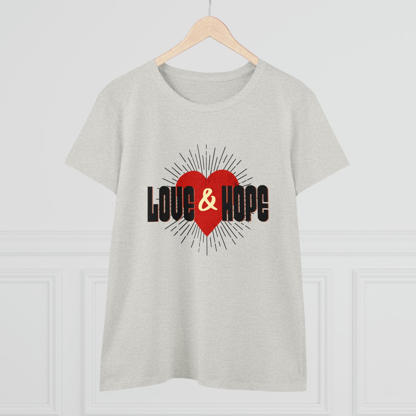 Love & Hope, Heart, Women's Midweight Cotton Tee
