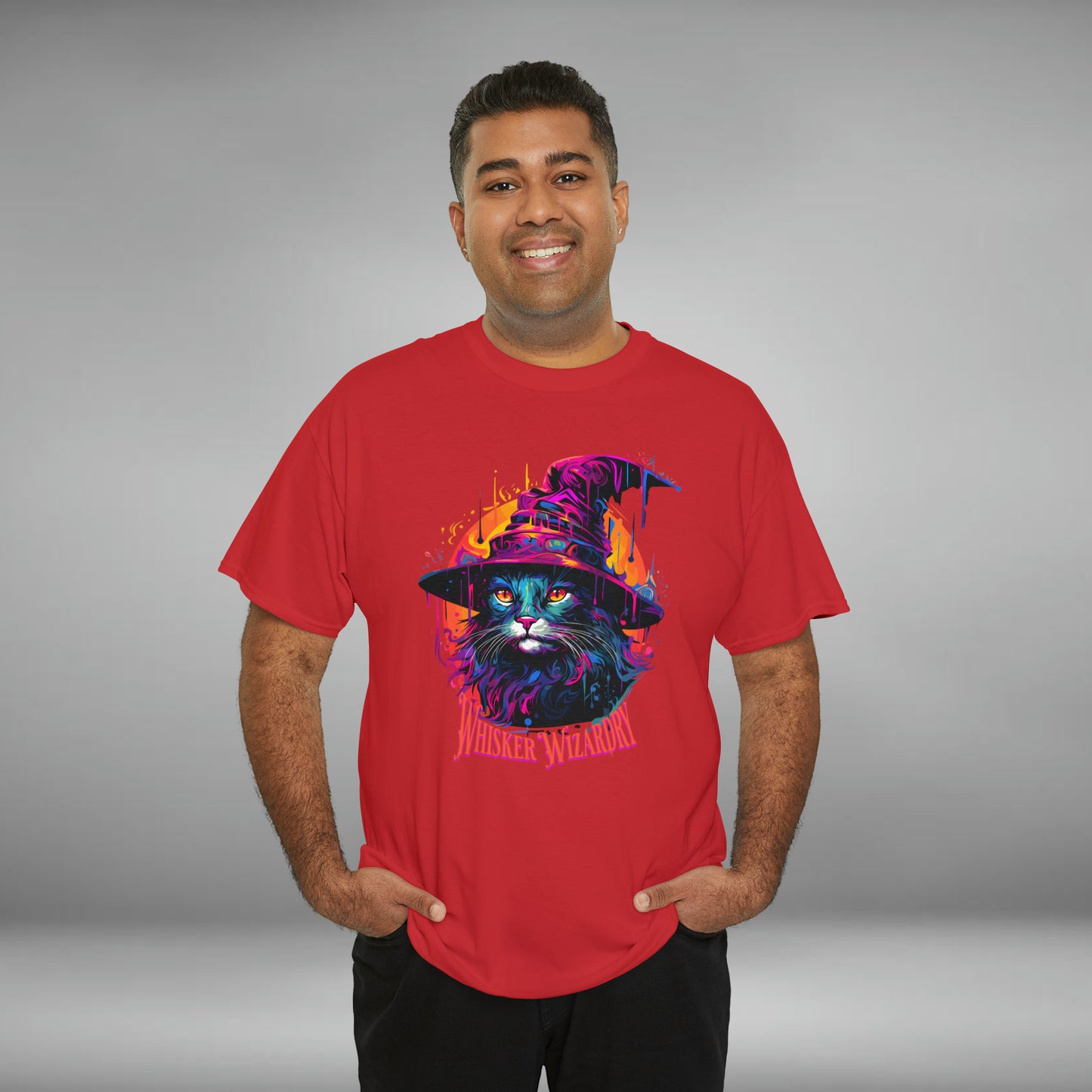 Whisker Wizardry, Wizard Cat, Unisex Heavy Cotton Tee
