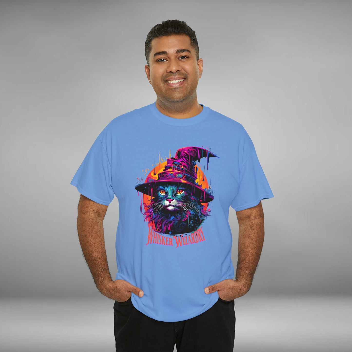 Whisker Wizardry, Wizard Cat, Unisex Heavy Cotton Tee