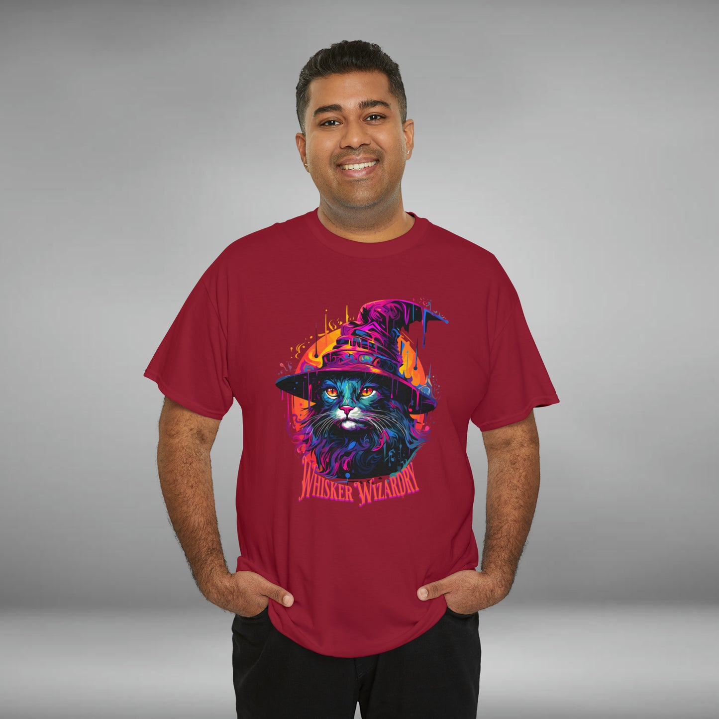 Whisker Wizardry, Wizard Cat, Unisex Heavy Cotton Tee