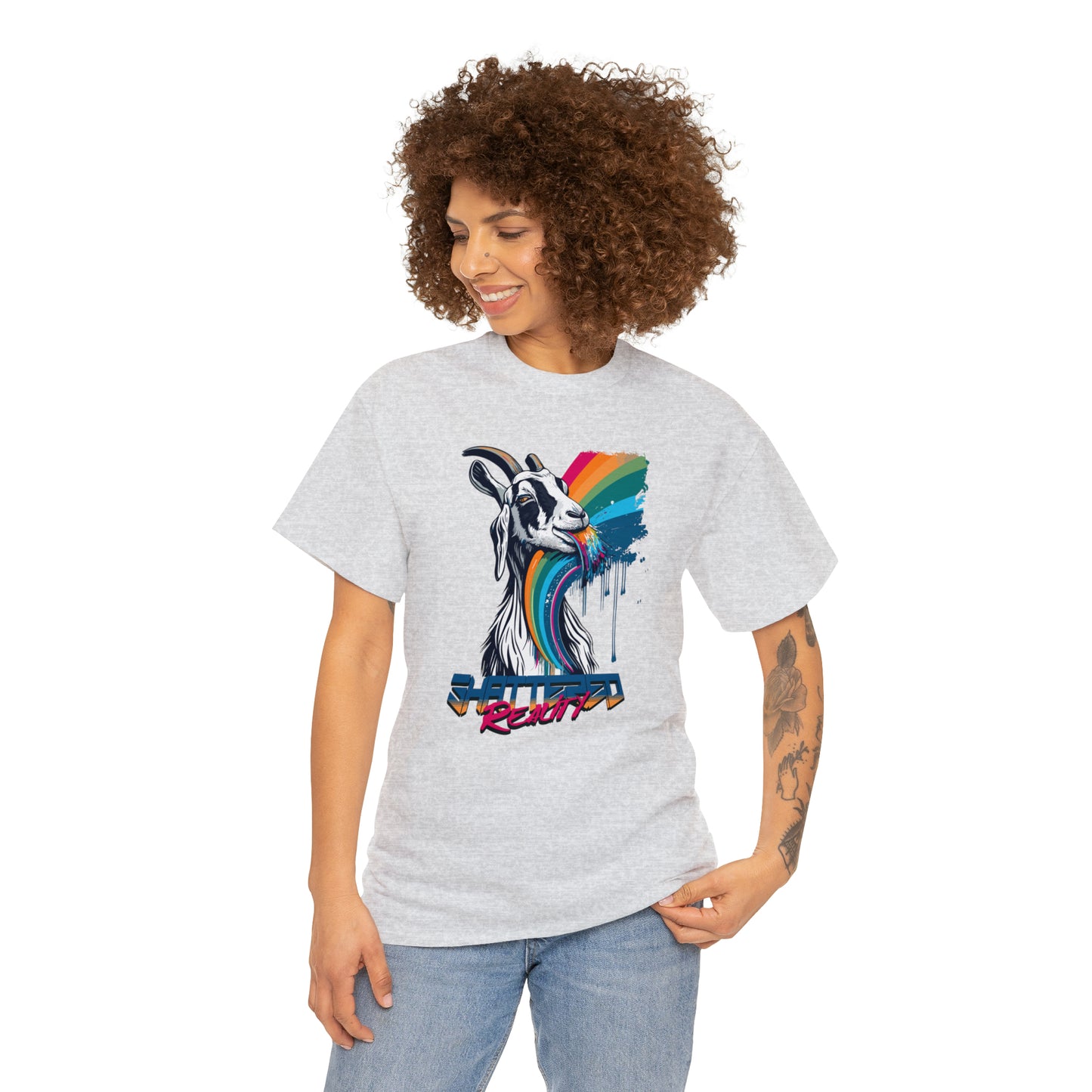 Shattered Reality, Rainbow Goat, Unisex Heavy Cotton Tee