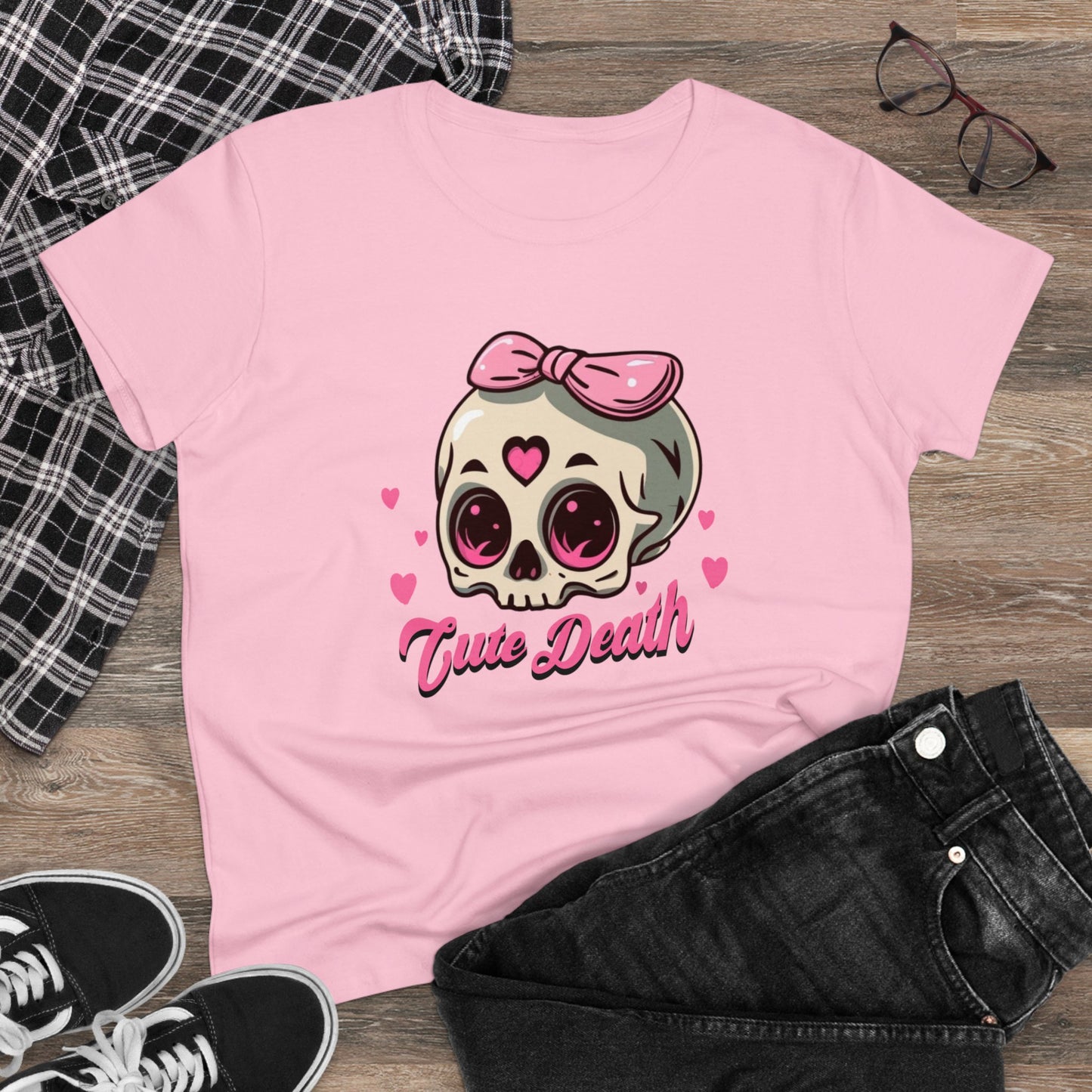 Cute Death, Skull Women's Midweight Cotton Tee
