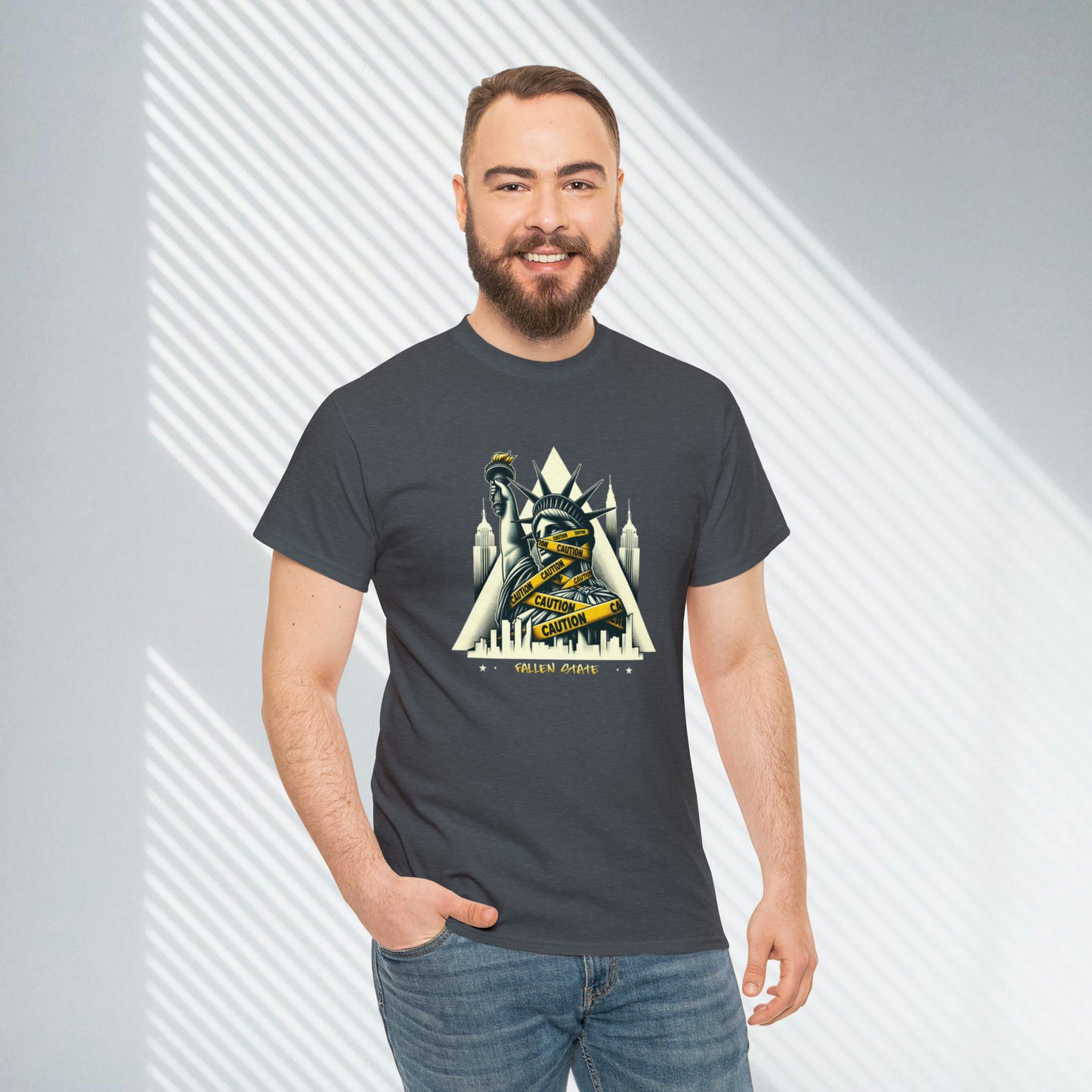 Fallen State, NYC, Statue of Liberty, Heavy Cotton Tee