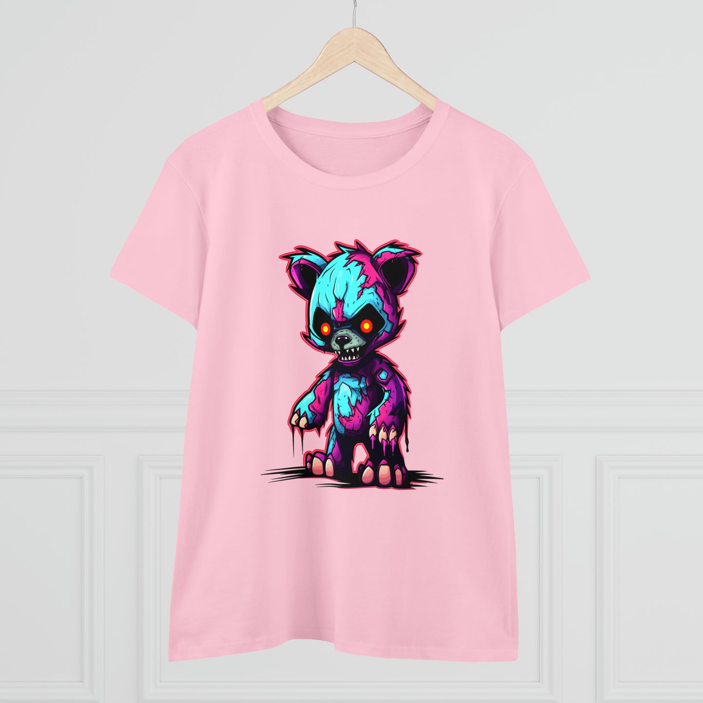 Zombie Teddy Bear, Custom Women's Midweight Cotton Tee