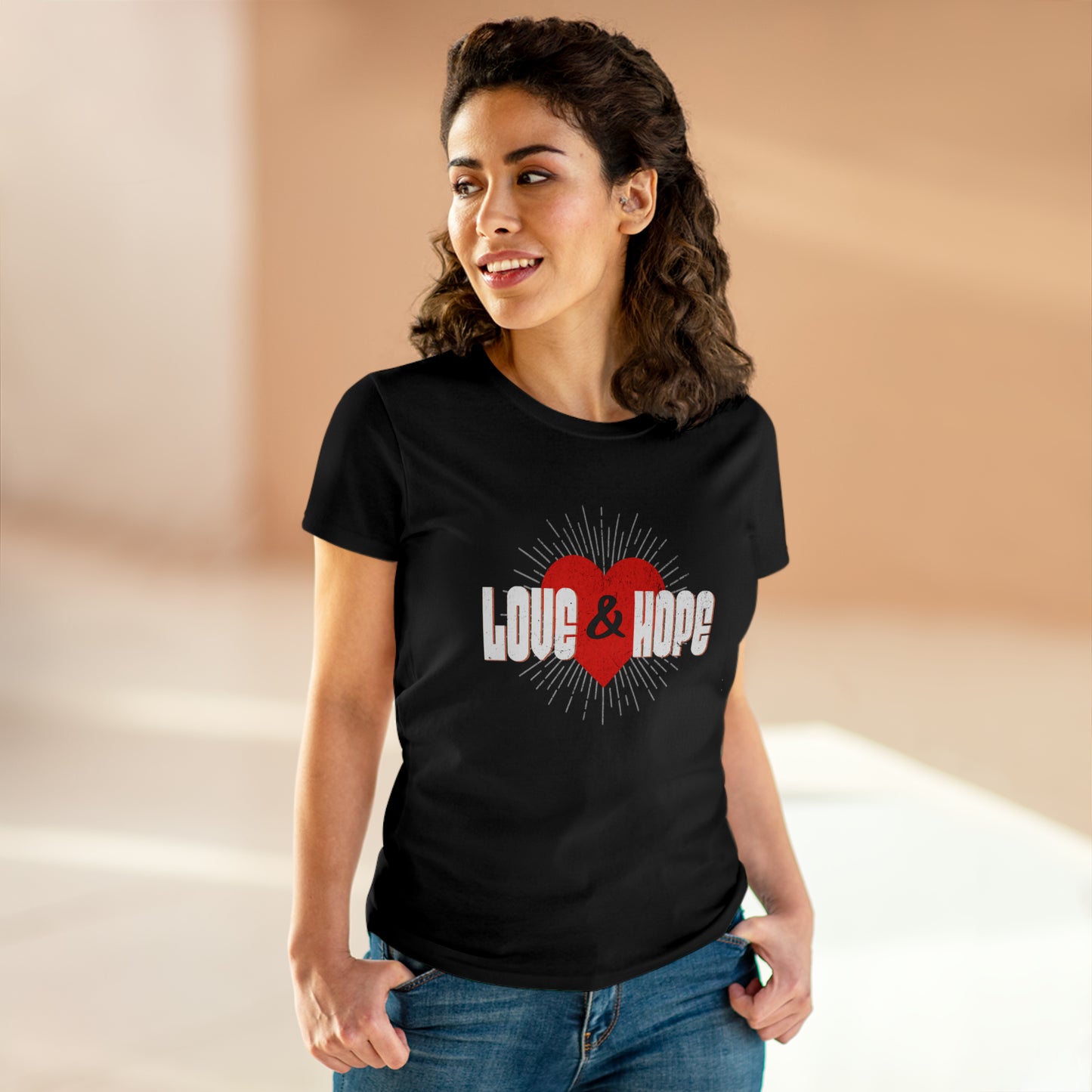 Love & Hope, Heart, Women's Midweight Cotton Tee