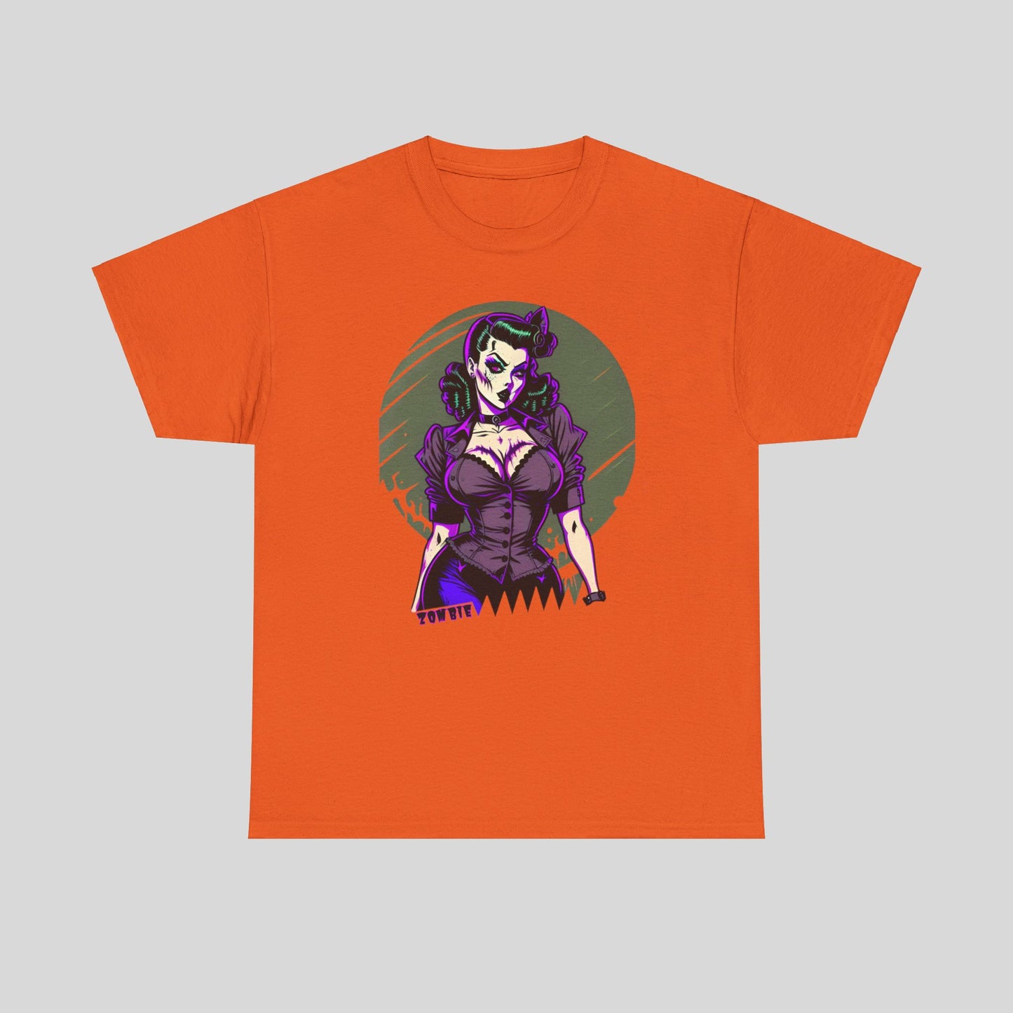 Zombie Pin-up Model, Custom Graphic Unisex Heavy Cotton Tee