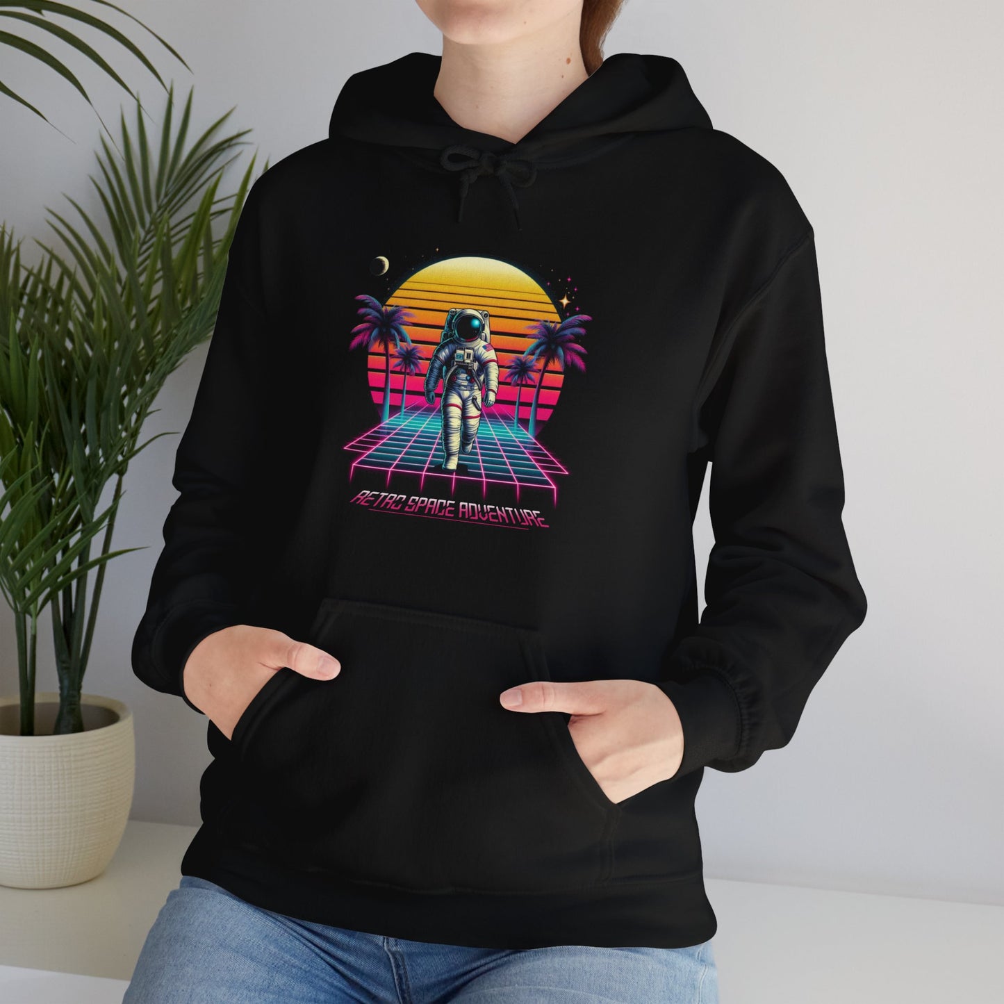 Retro Space Adventure, 80s Astronaut, Unisex Heavy Blend™ Hooded Sweatshirt