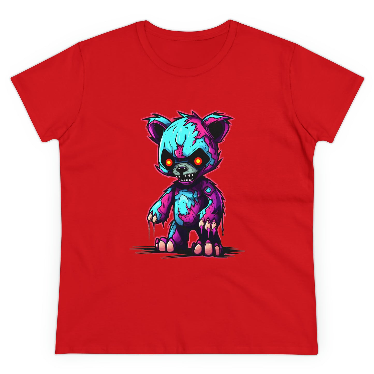Zombie Teddy Bear, Custom Women's Midweight Cotton Tee