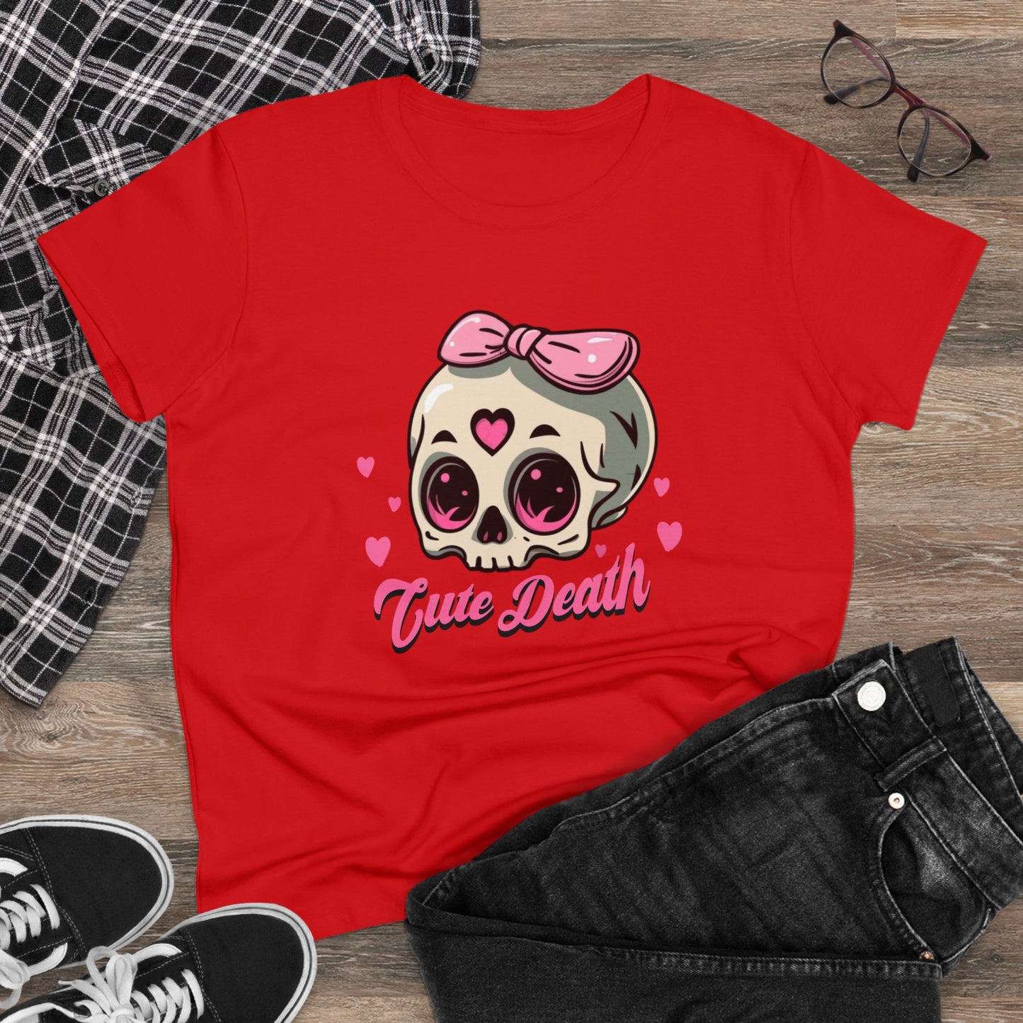 Cute Death, Skull Women's Midweight Cotton Tee