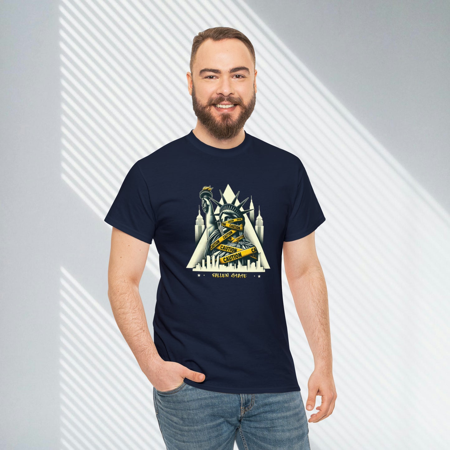 Fallen State, NYC, Statue of Liberty, Heavy Cotton Tee