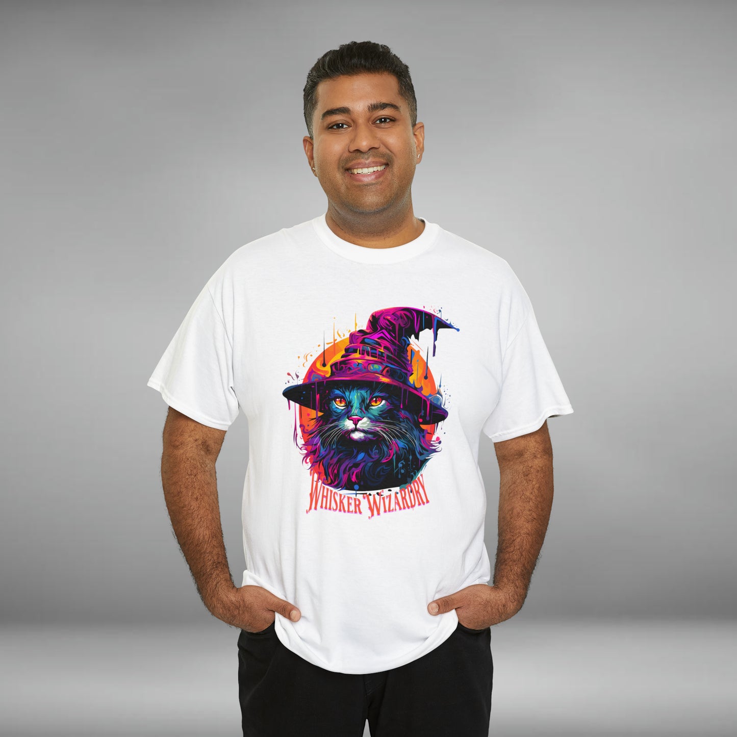 Whisker Wizardry, Wizard Cat, Unisex Heavy Cotton Tee