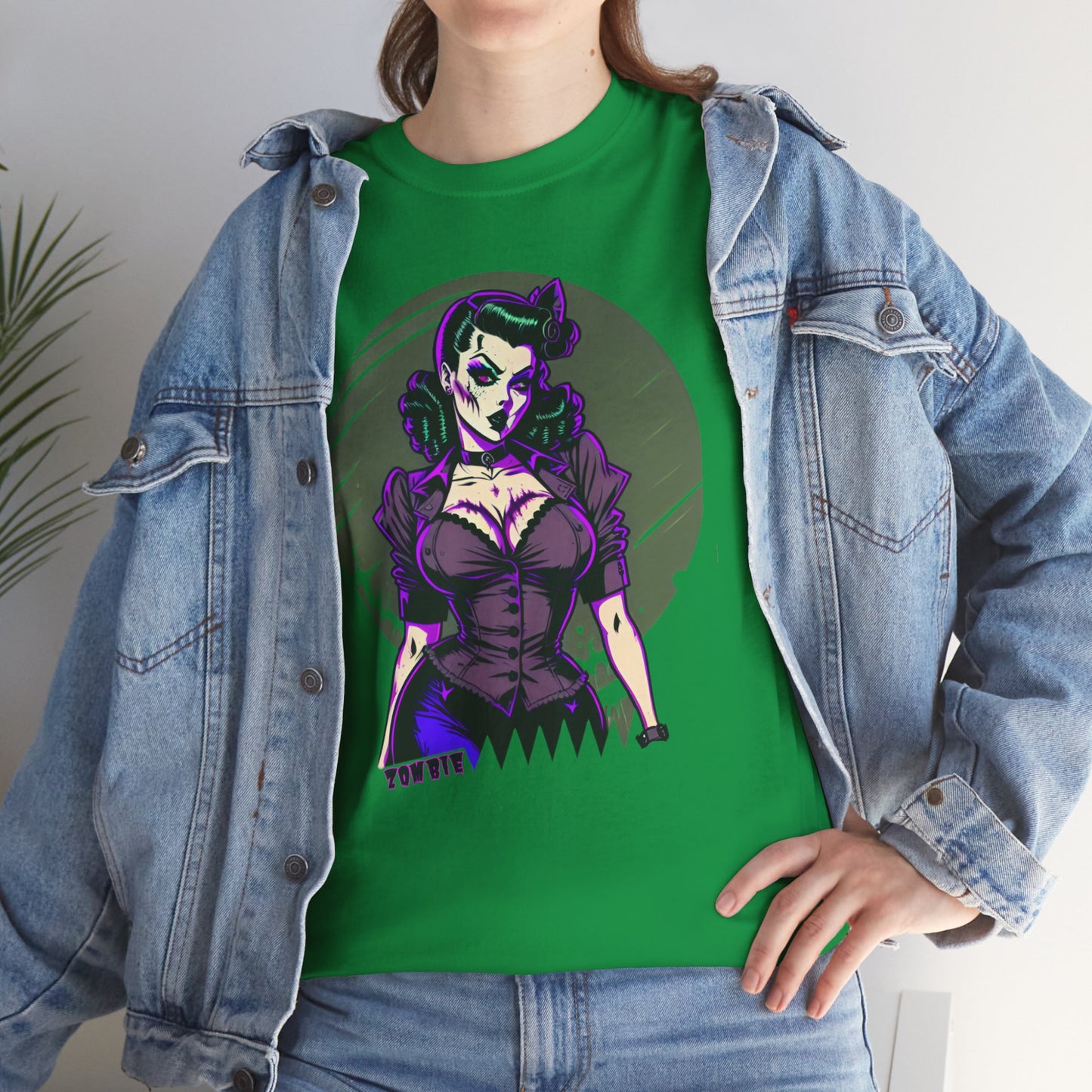 Zombie Pin-up Model, Custom Graphic Unisex Heavy Cotton Tee